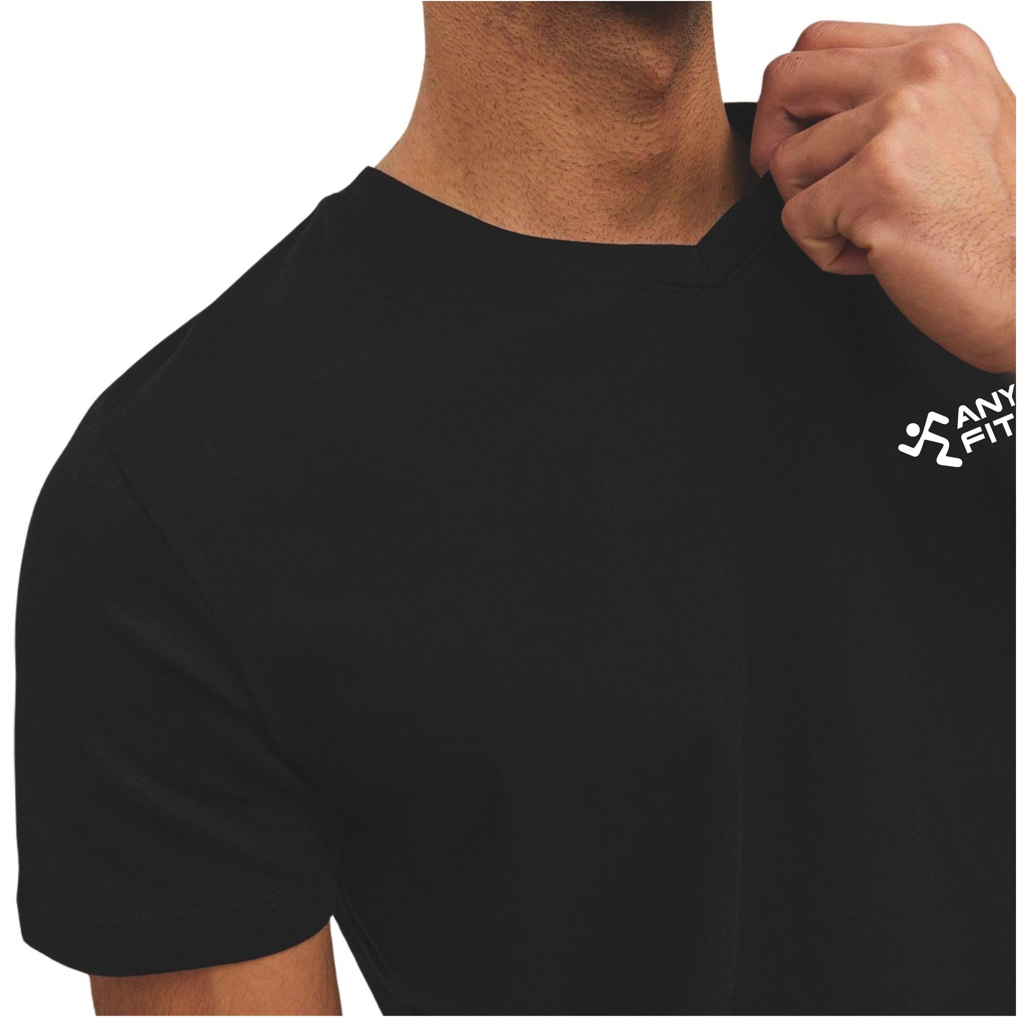Anytime Fitness Organic Basic SS V-neck Shirt Heren