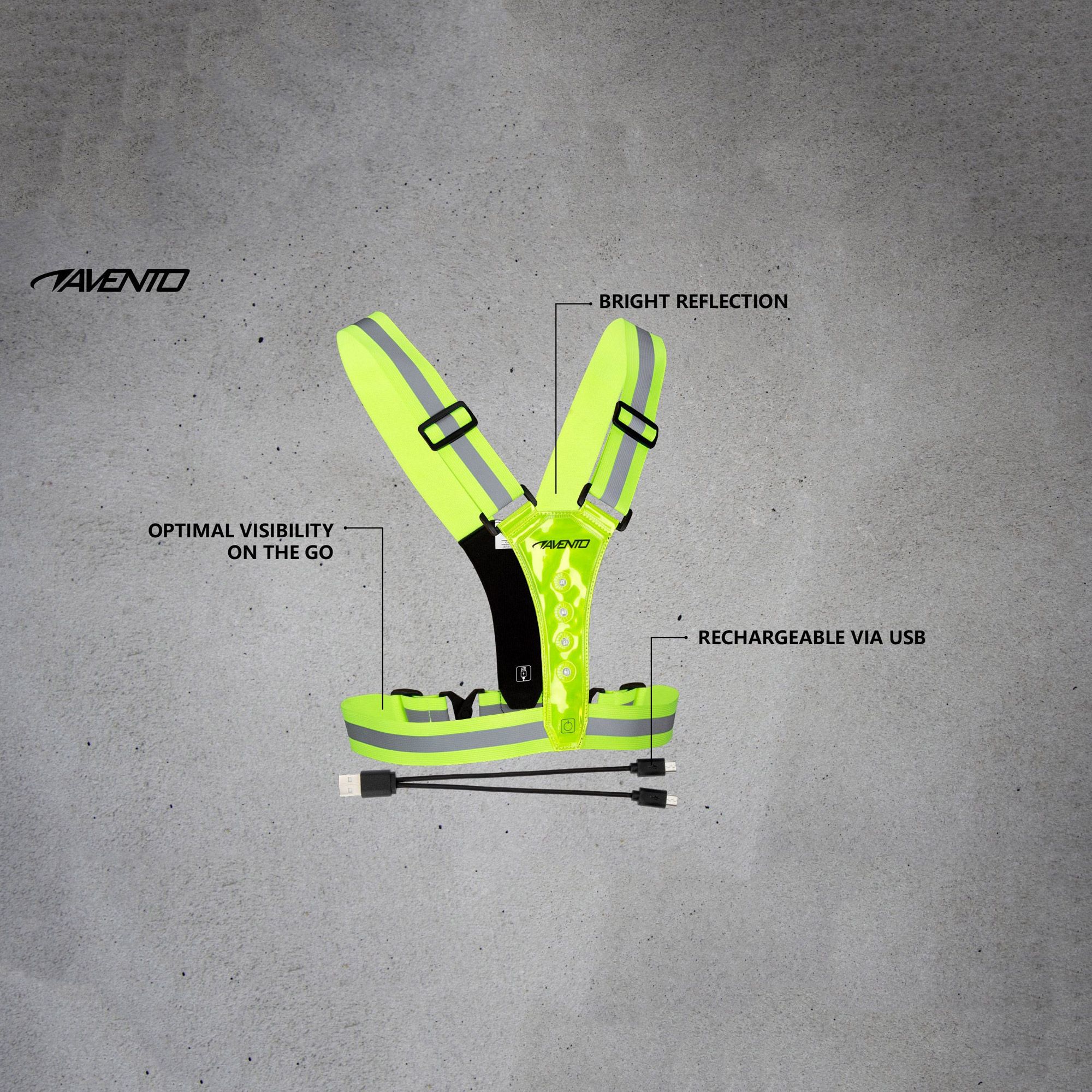 Avento Sports Safety Vest LED Rechargeable 