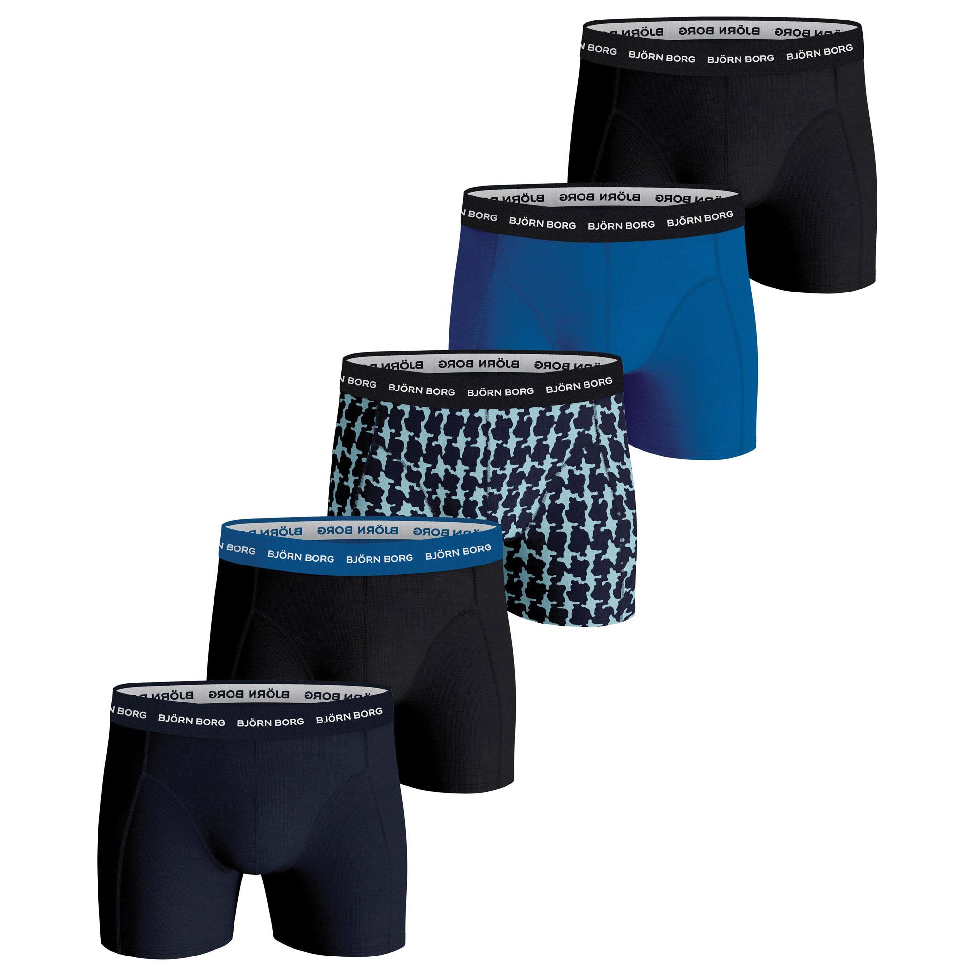 Bjorn Borg Cotton Stretch boxers, heren boxers normale lengte (5-pack), zwart, zwart, zwart, zwart, zwart