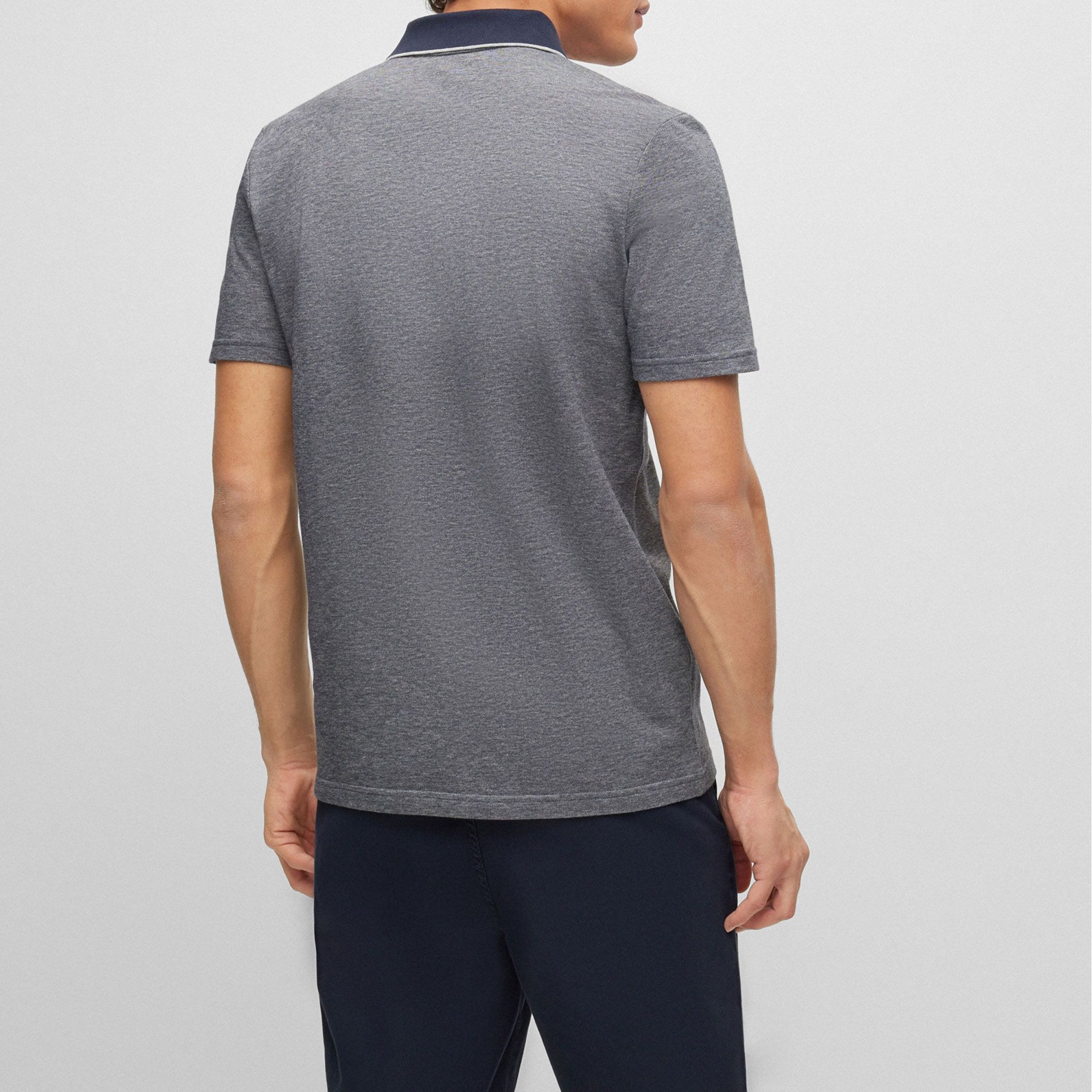 BOSS Mens Peoxfordlong 1 Polo Shirt in Cotton piqué with Striped Collar
