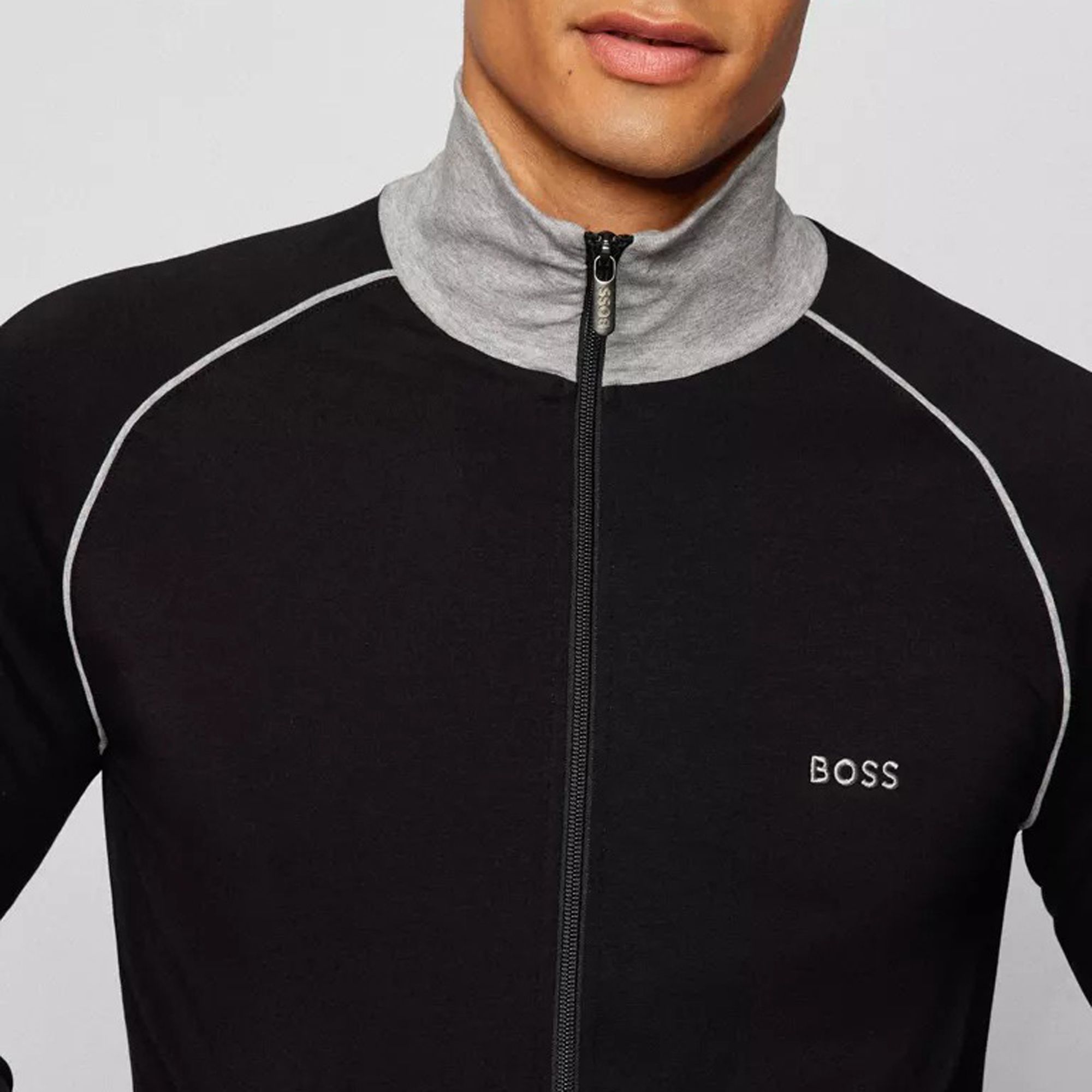 BOSS Regular fit sweatjack van katoenmix Model 'MIX&MATCH JACKET Z' in zwart online kopen | P&C