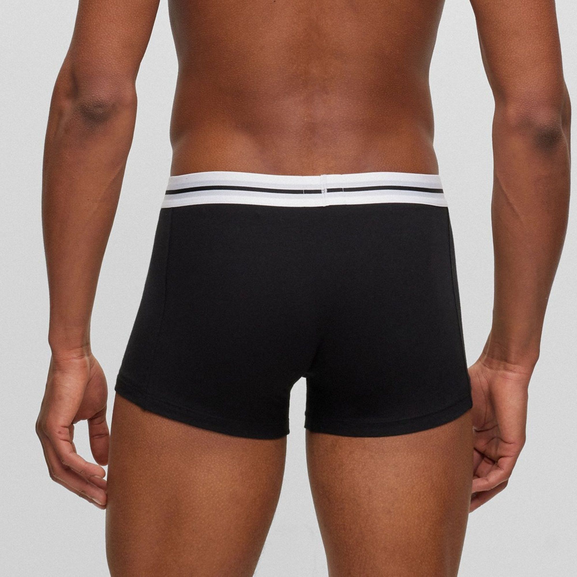 BOSS Heren Trunk BF Original geribbelde katoenen boxershorts met logo op de tailleband, zwart 1, M