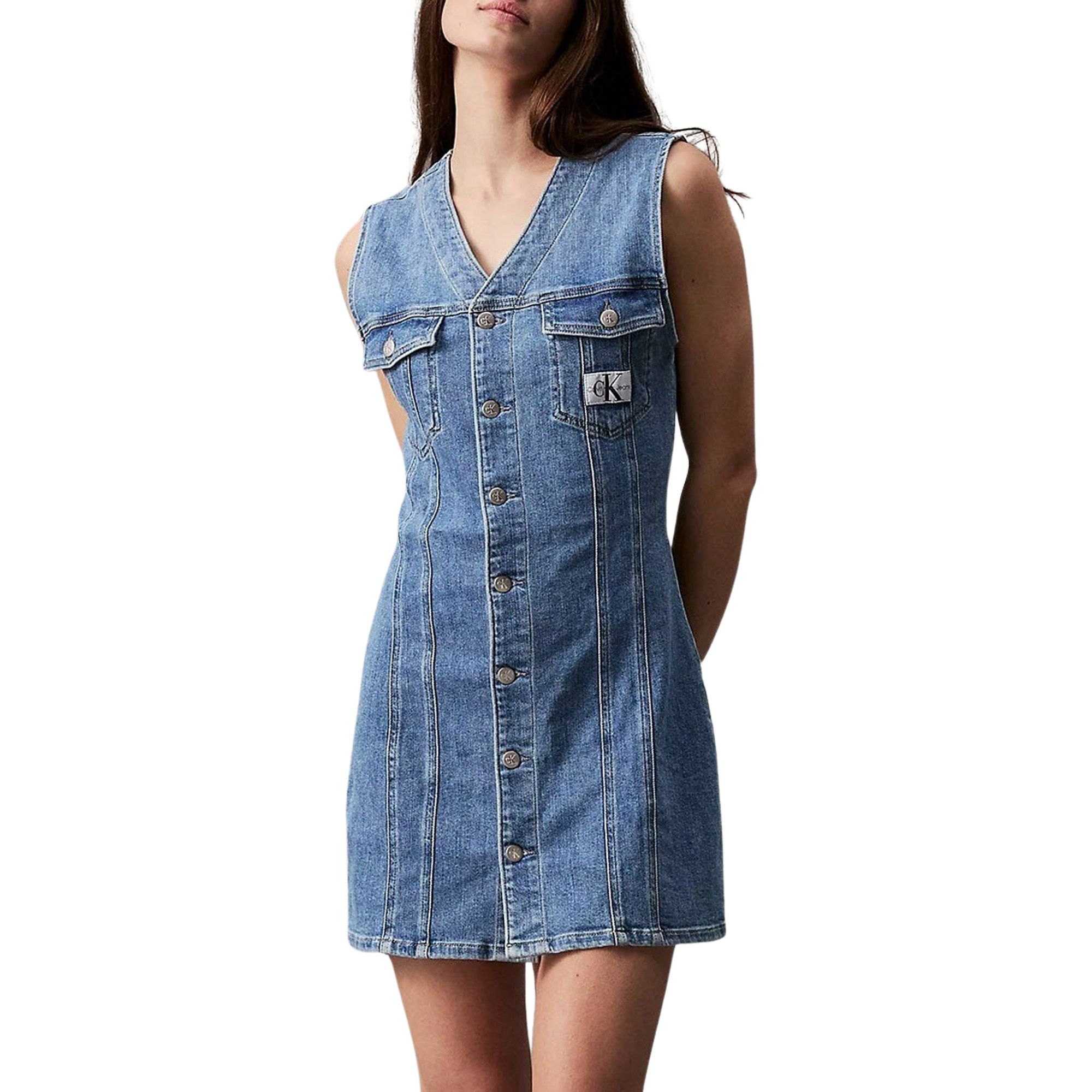 Calvin Klein Sleeveless Denim Dress Women | Plutosport Calvin Klein Sleeveless Denim Dress Women | Plutosport