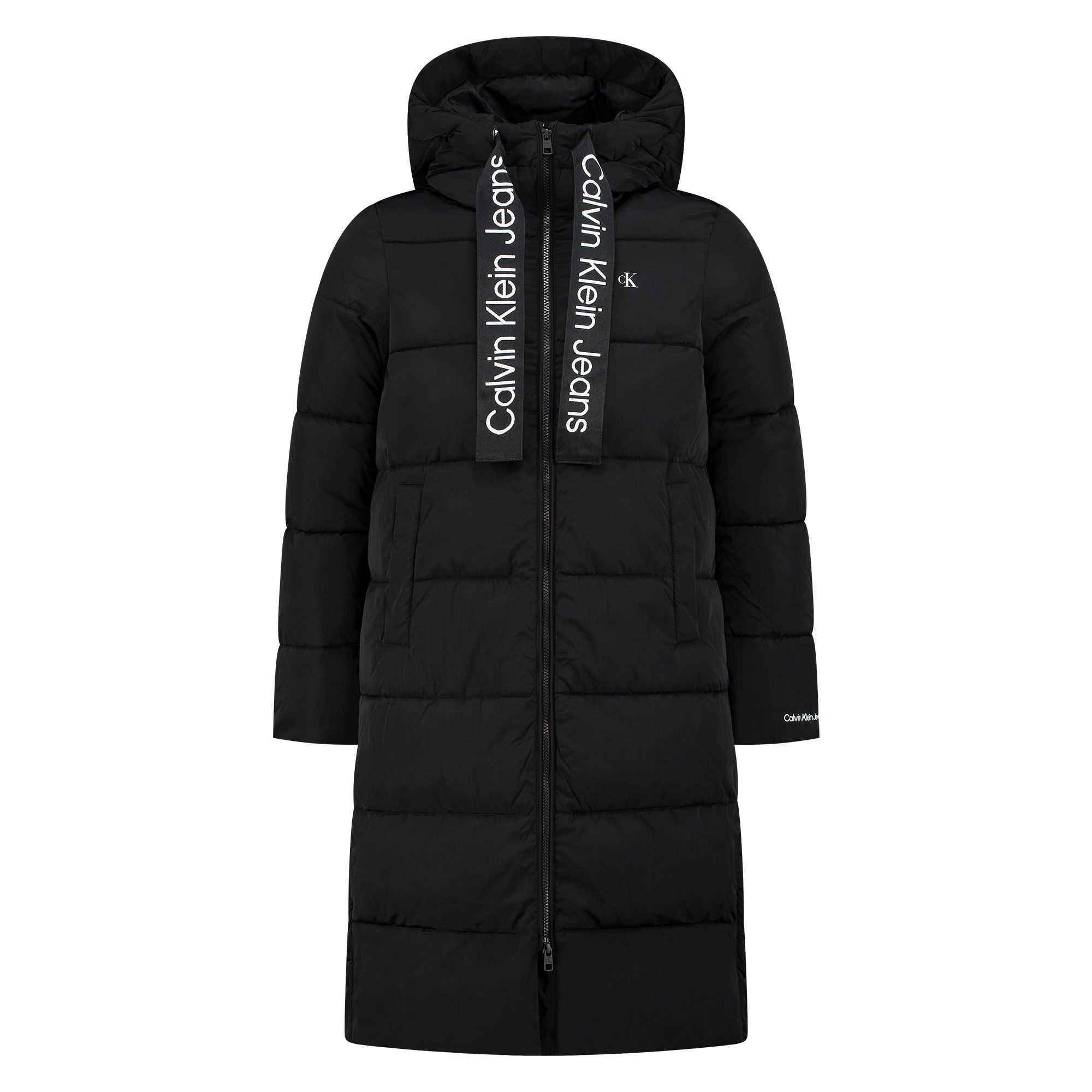 Manteau d'hiver Calvin Klein Logo Drawstring Long Puffer Femmes