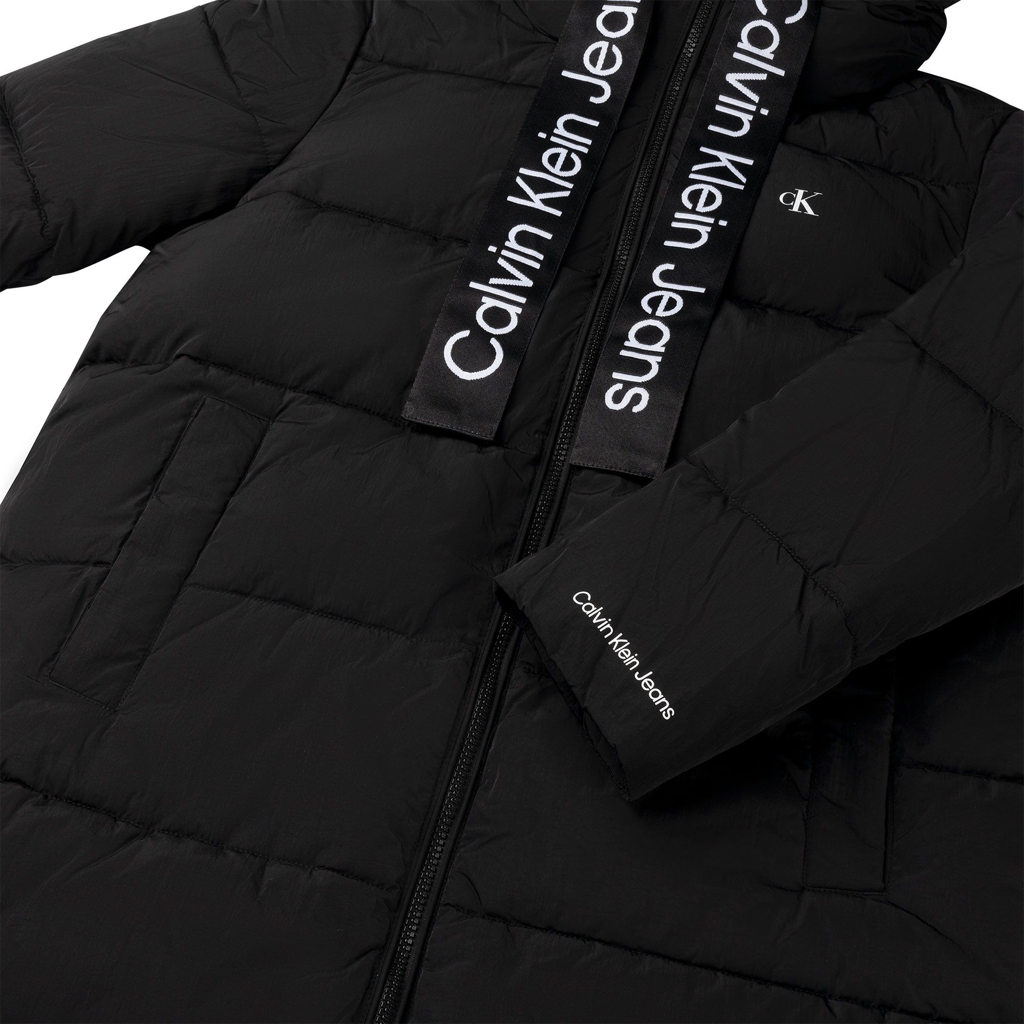 Calvin Klein Logo Drawstring Long Winter Steppjacke Damen | Plutosport