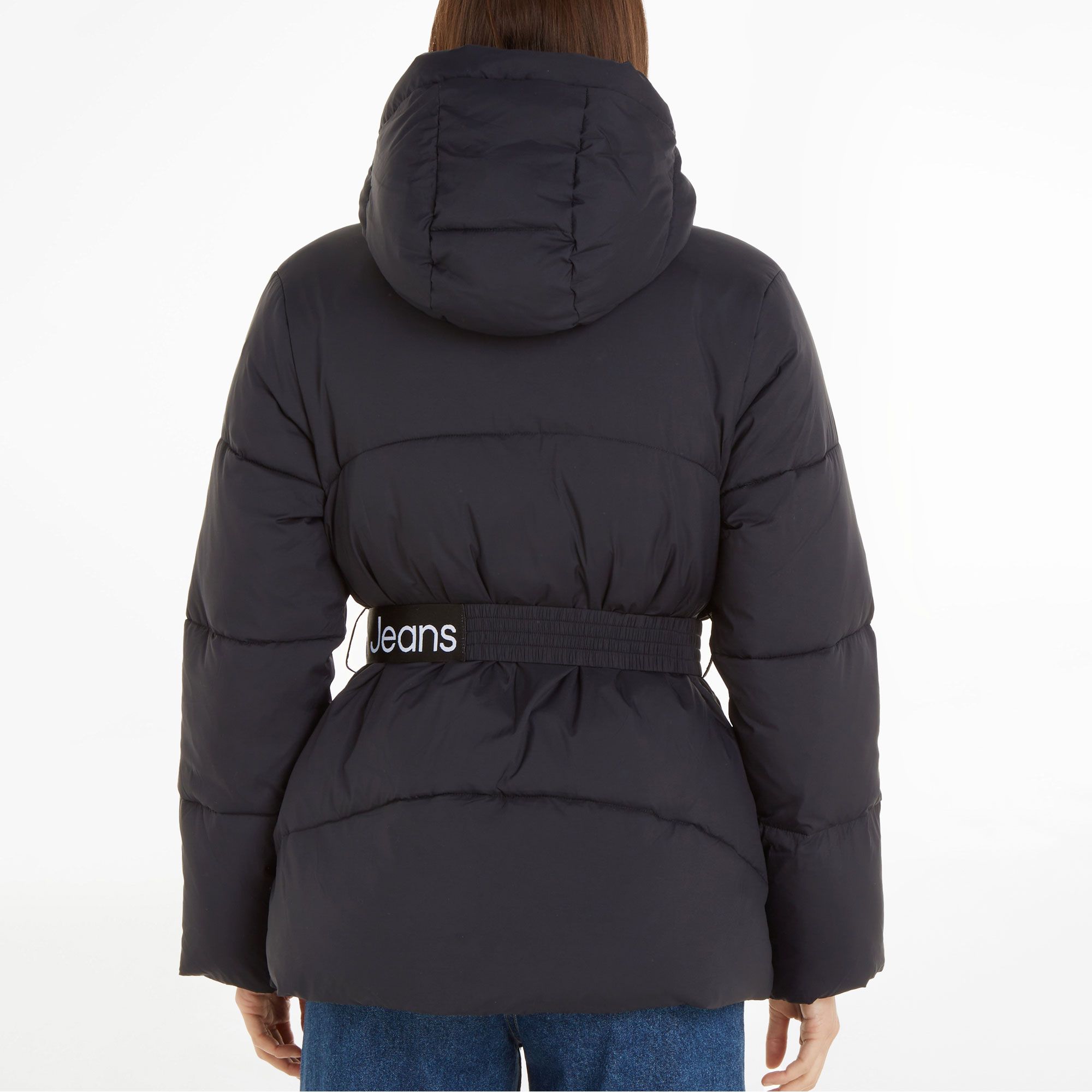 Calvin Klein Logo Belt Short Puffer Winterjas Dames