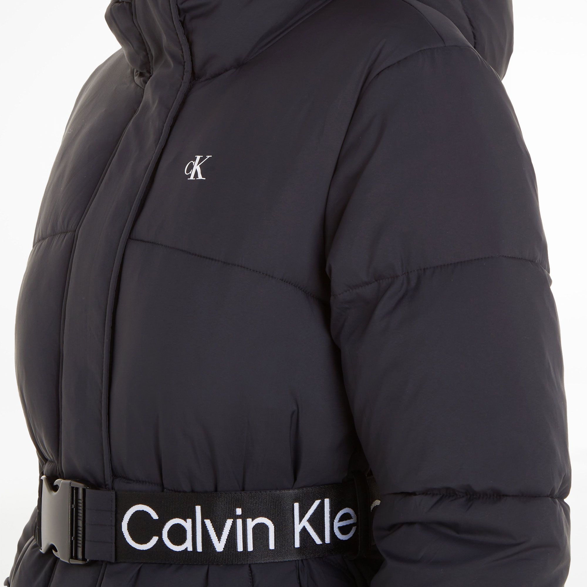 Calvin Klein Logo Belt Short Puffer Winterjas Dames