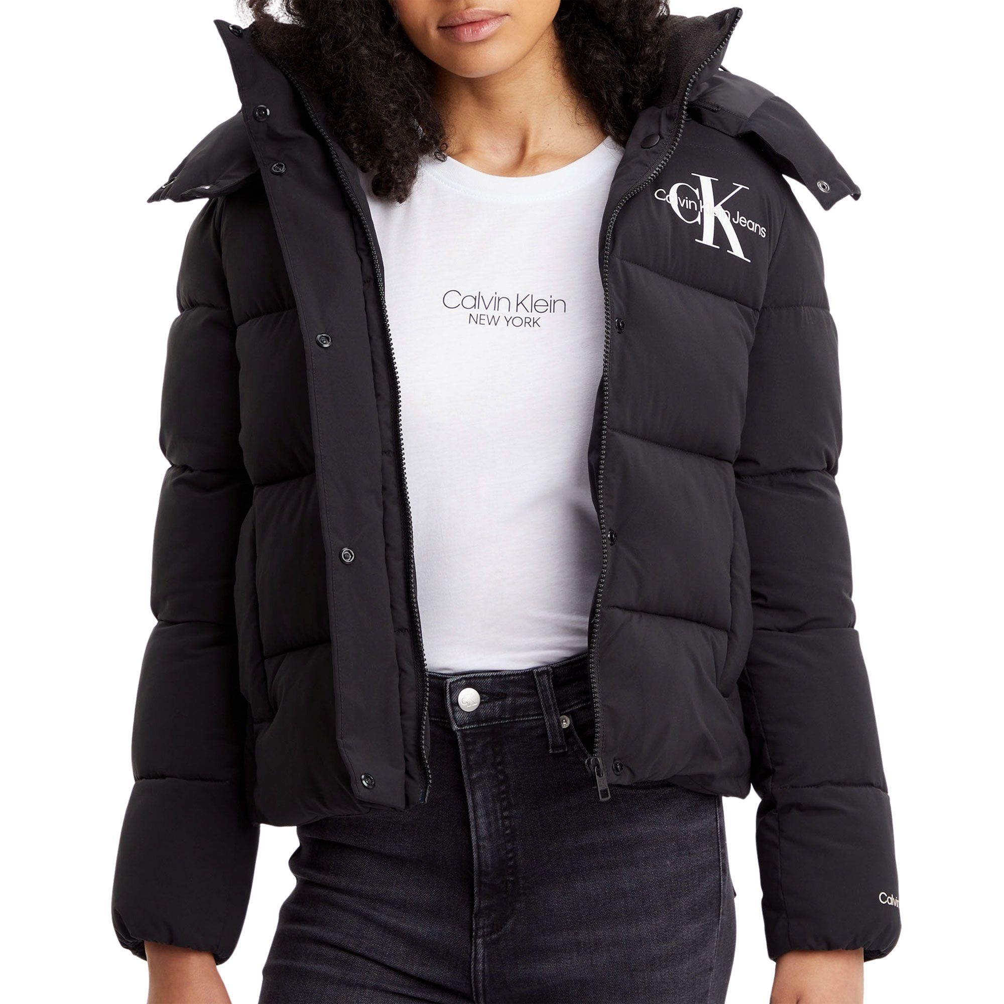 Doudoune Calvin Klein Monologo Non-Down Short Puffer Femmes