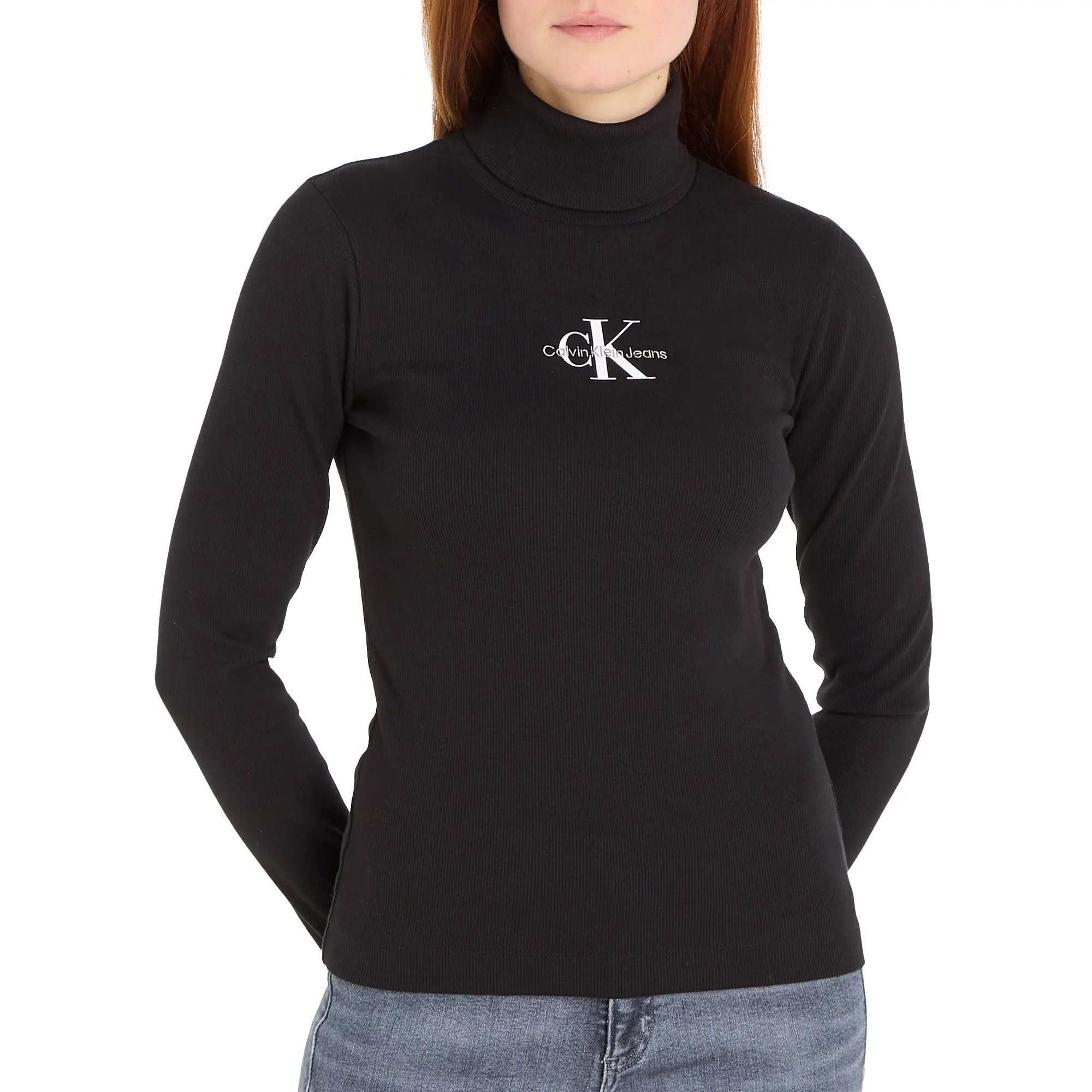 Calvin Klein Monologo Rib Roll Neck Longsleeve Shirt Women