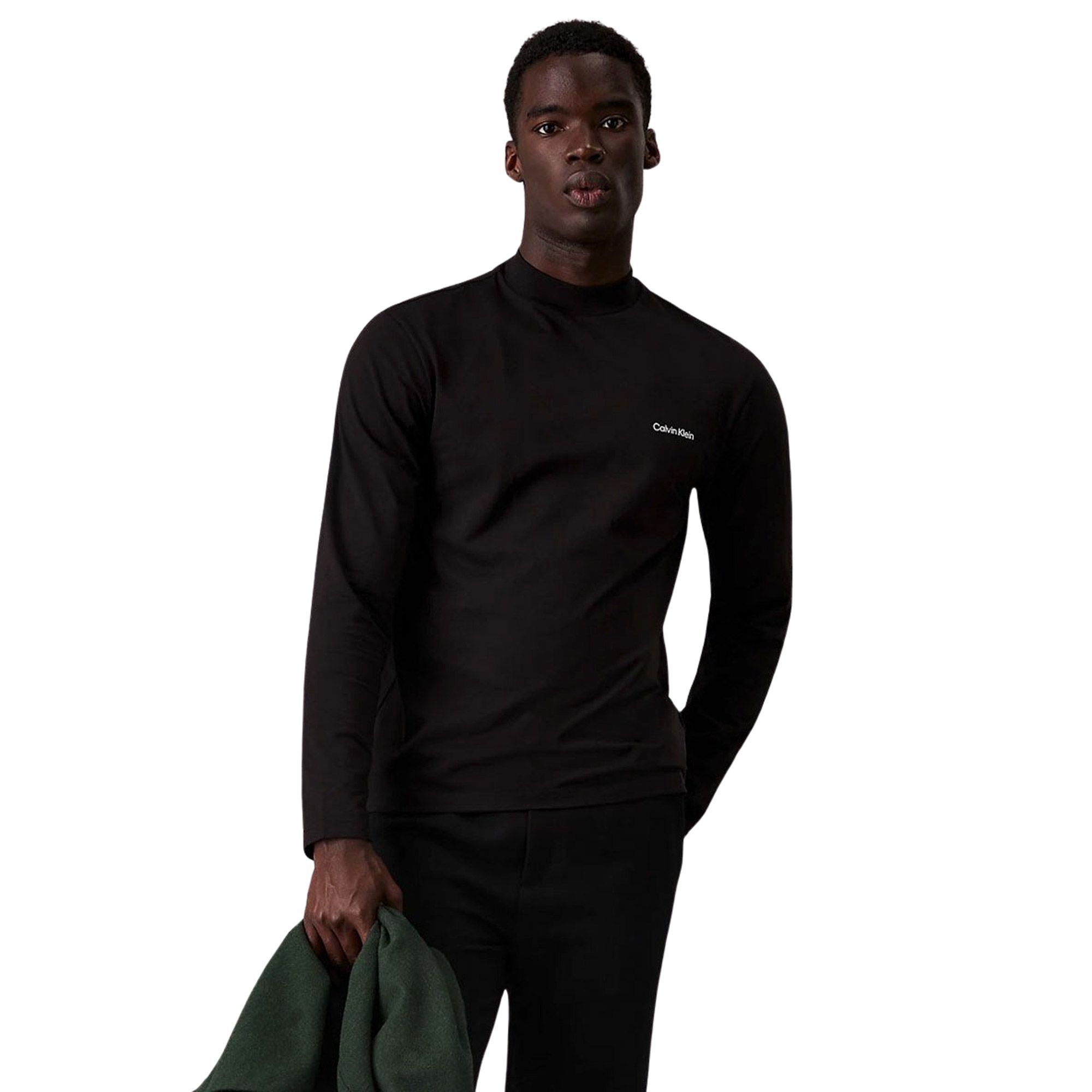 Calvin Klein Micro Logo Mock Longsleeve Shirt Heren