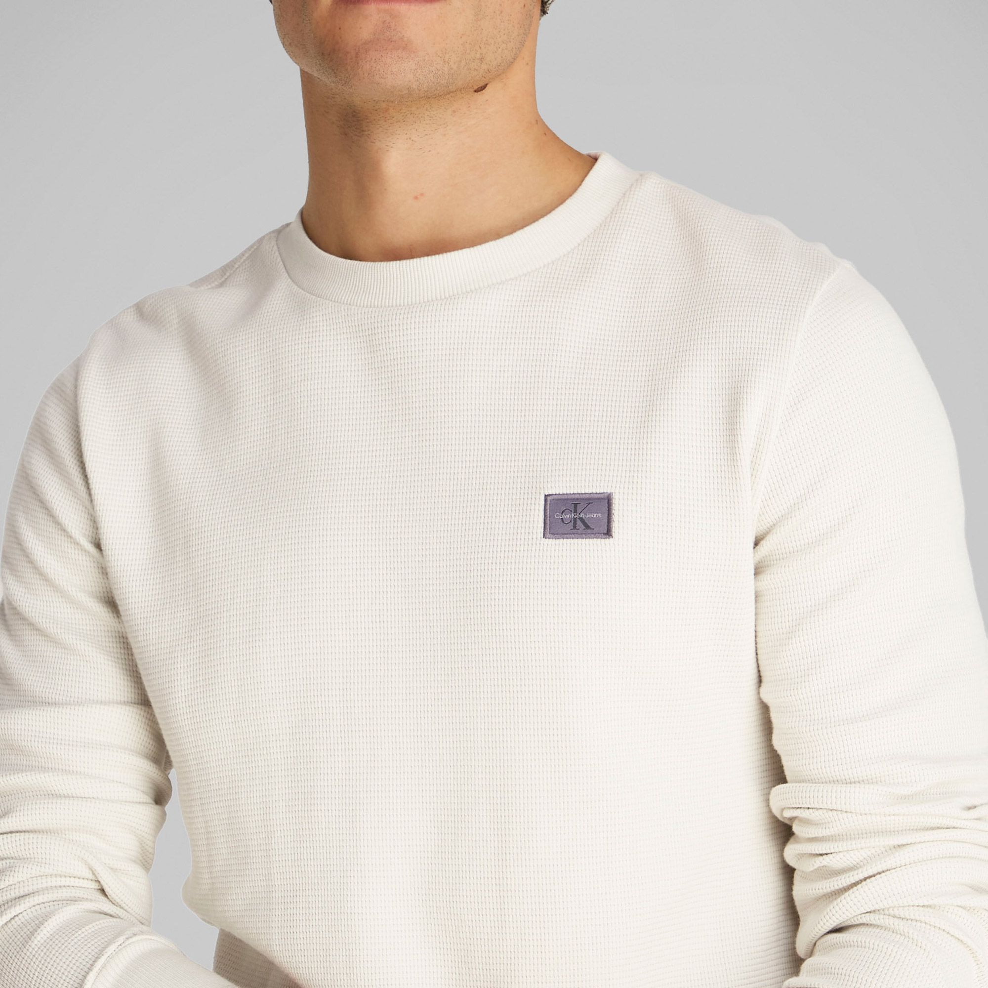 T-shirt Calvin Klein Woven Label Waffle Longsleeve Hommes