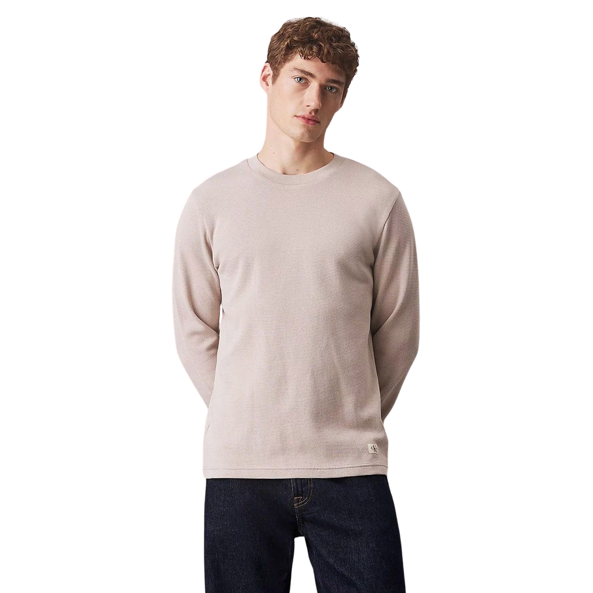 Calvin Klein Woven Label Waffle Longsleeve Shirt Heren