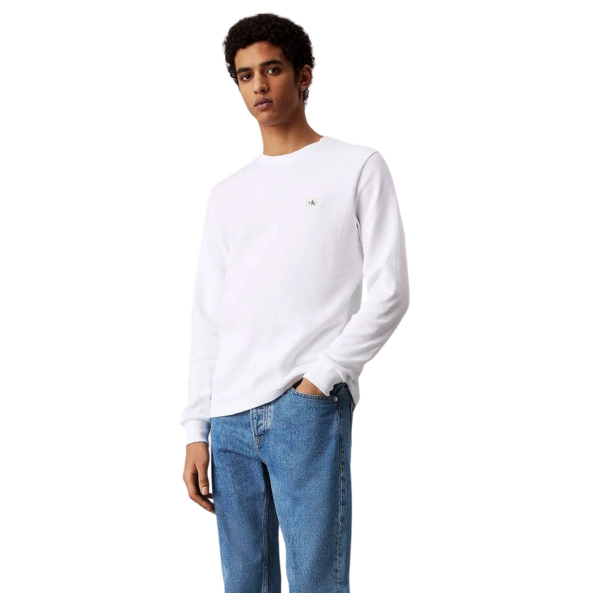 Calvin Klein Woven Label Waffle Longsleeve Shirt Heren