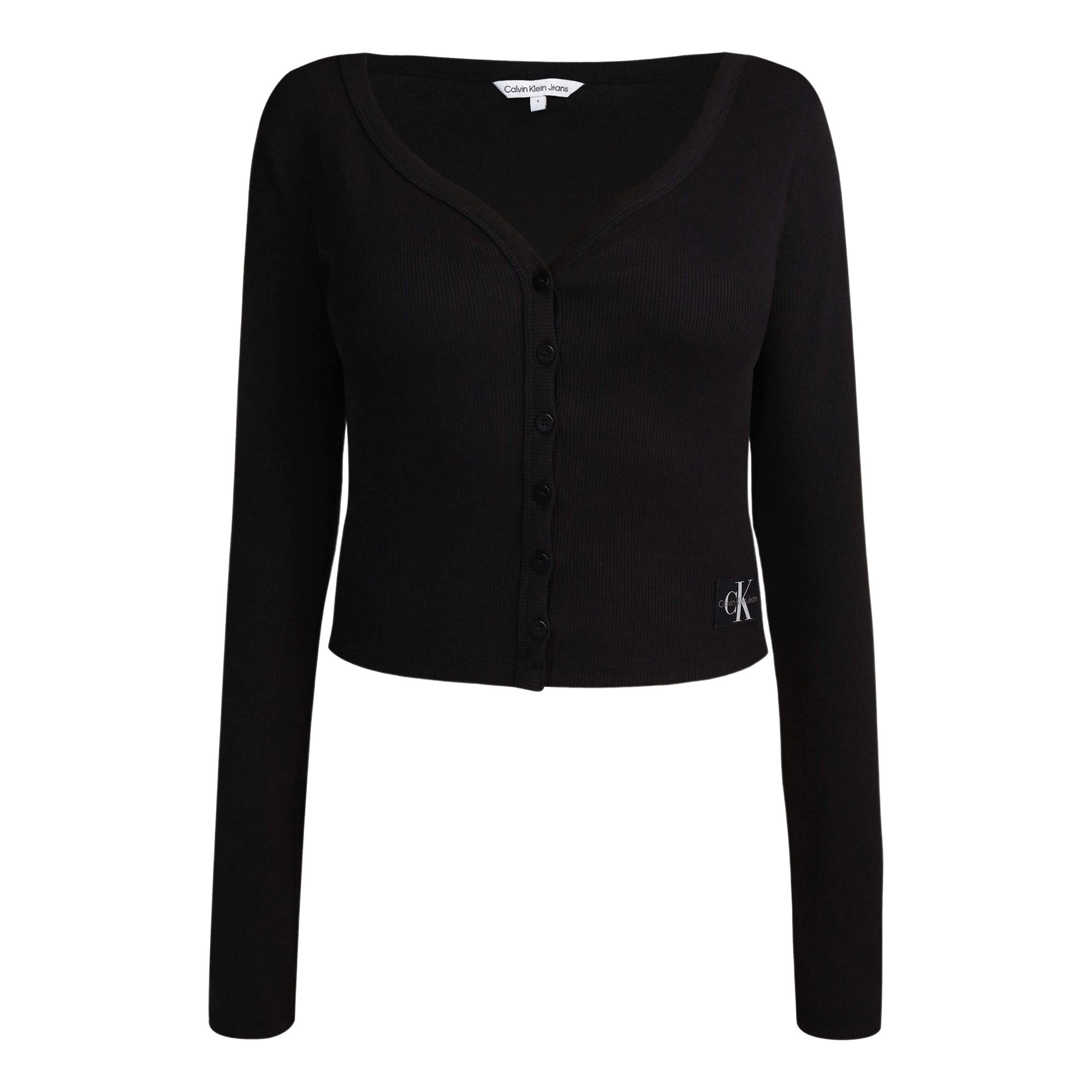 Calvin Klein Woven Label Rib Cardigan Vest Dames