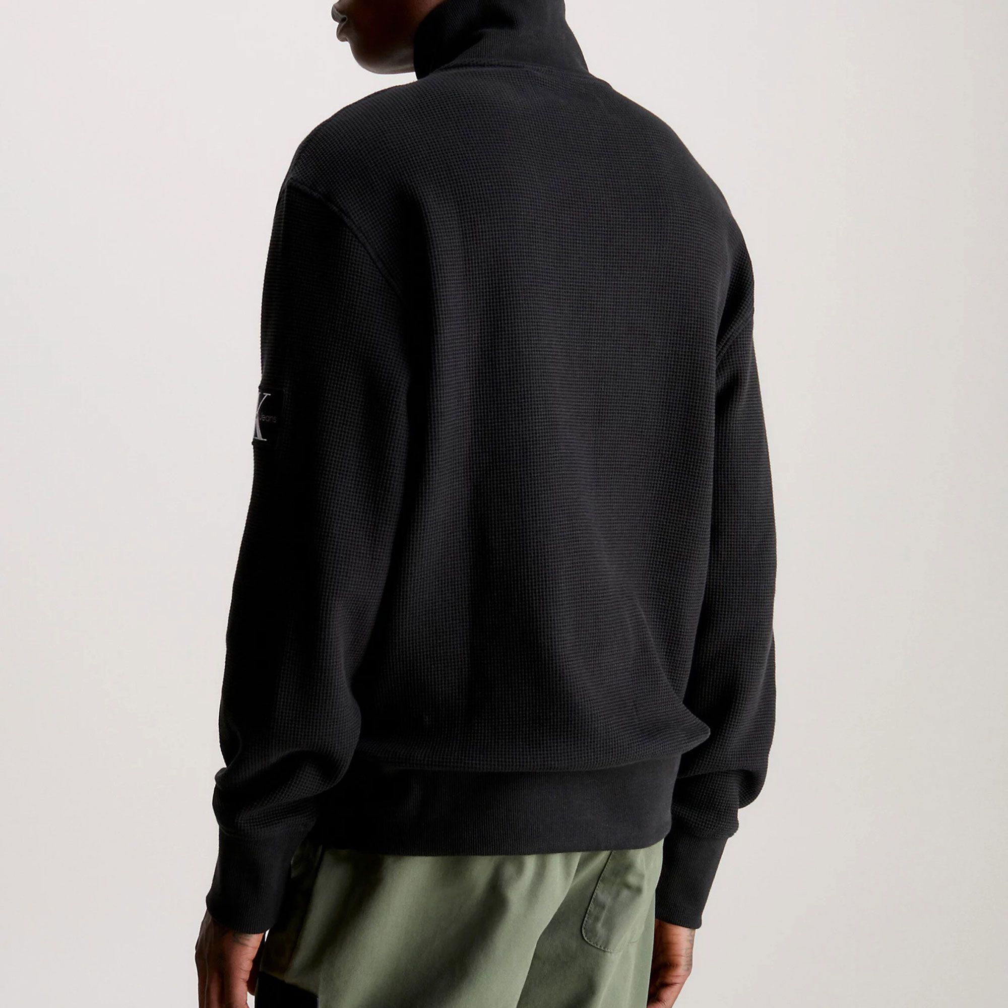 Calvin Klein Badge Waffle Half Zip Sweater Heren