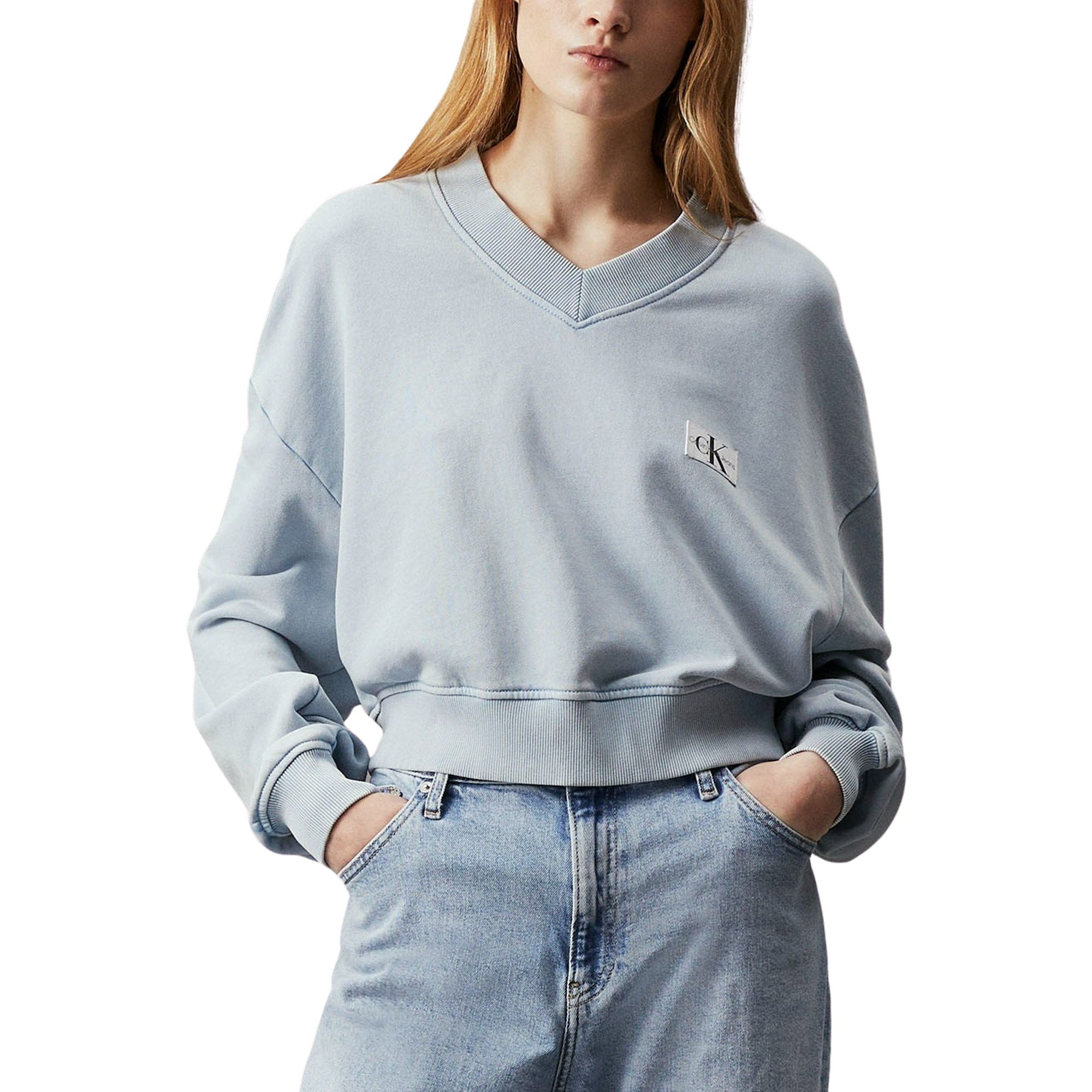 Calvin Klein Woven Label Washed V-neck Sweater Dames