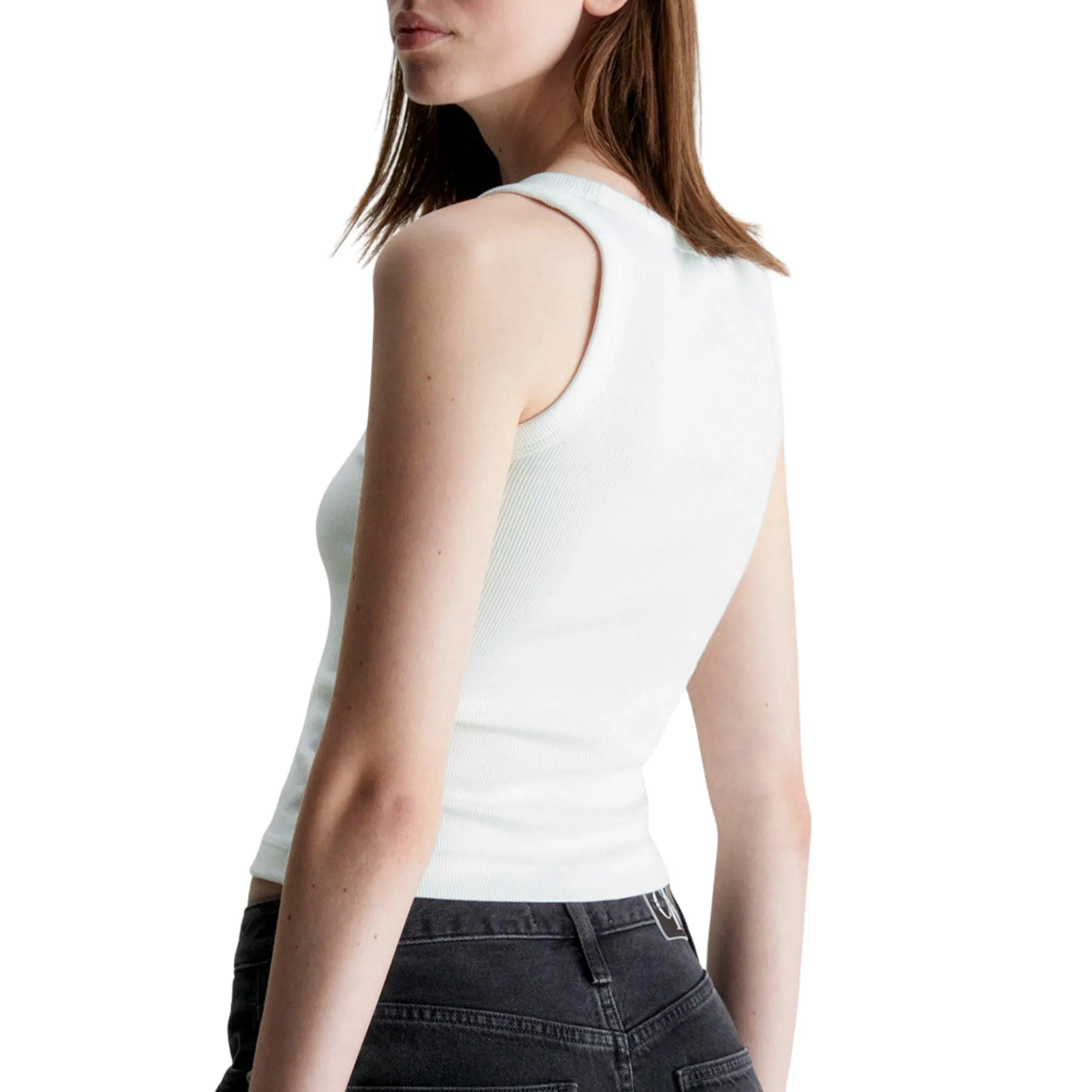 Calvin Klein Woven Label Rib Tanktop Dames