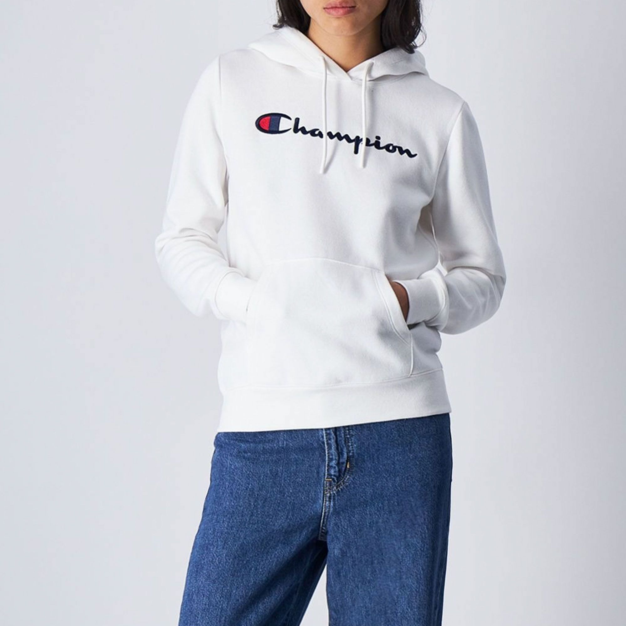 Champion Script Logo Light Fleece Hoodie Dames