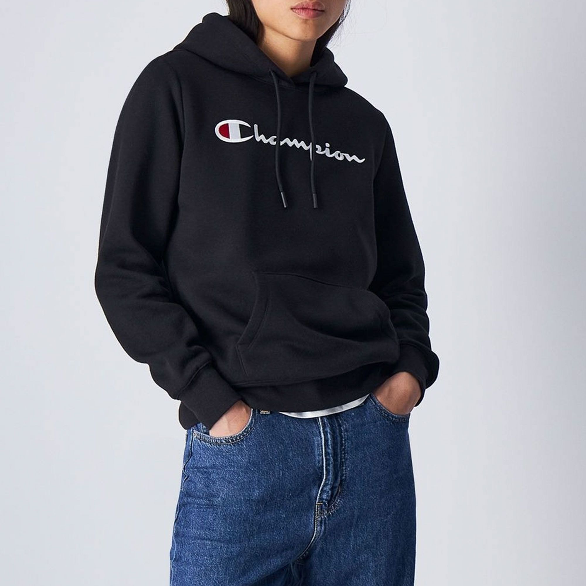 Champion Script Logo Light Fleece Hoodie Dames