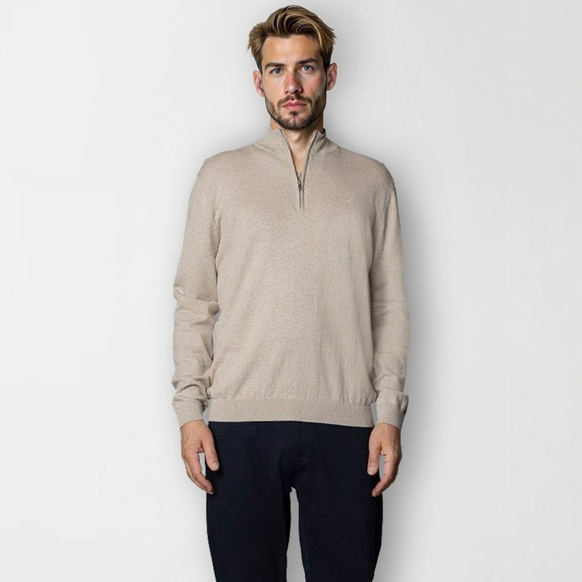 Clean Cut Copenhagen Claude Half Zip Knit Sweater Heren