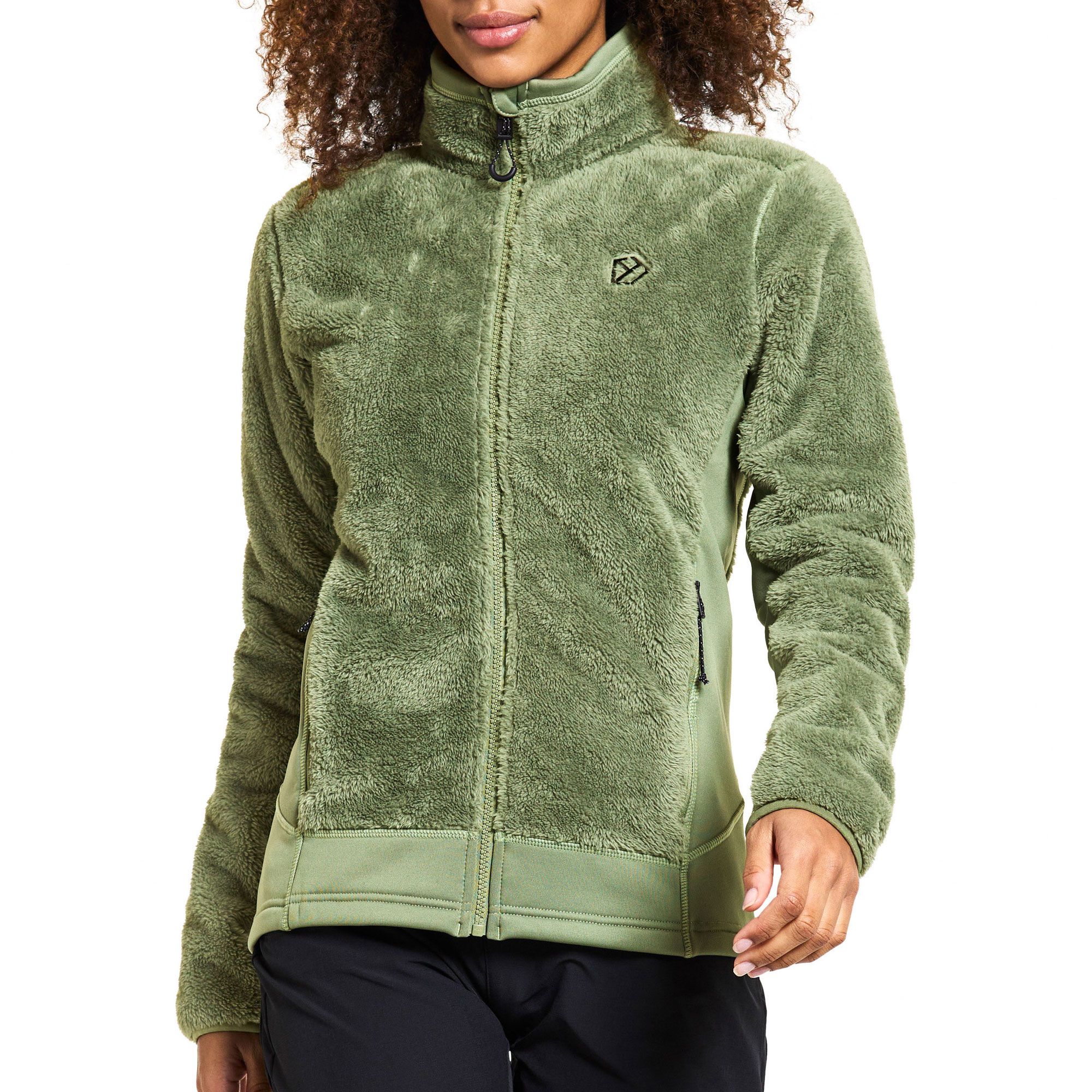 BWBIKE Dames warme ritssluiting lange mouw zachte polar fuzzy fleece jas dubbel gevoerd outdoor recreatie omkeerbare jas voor herfst winter, Zwart, S