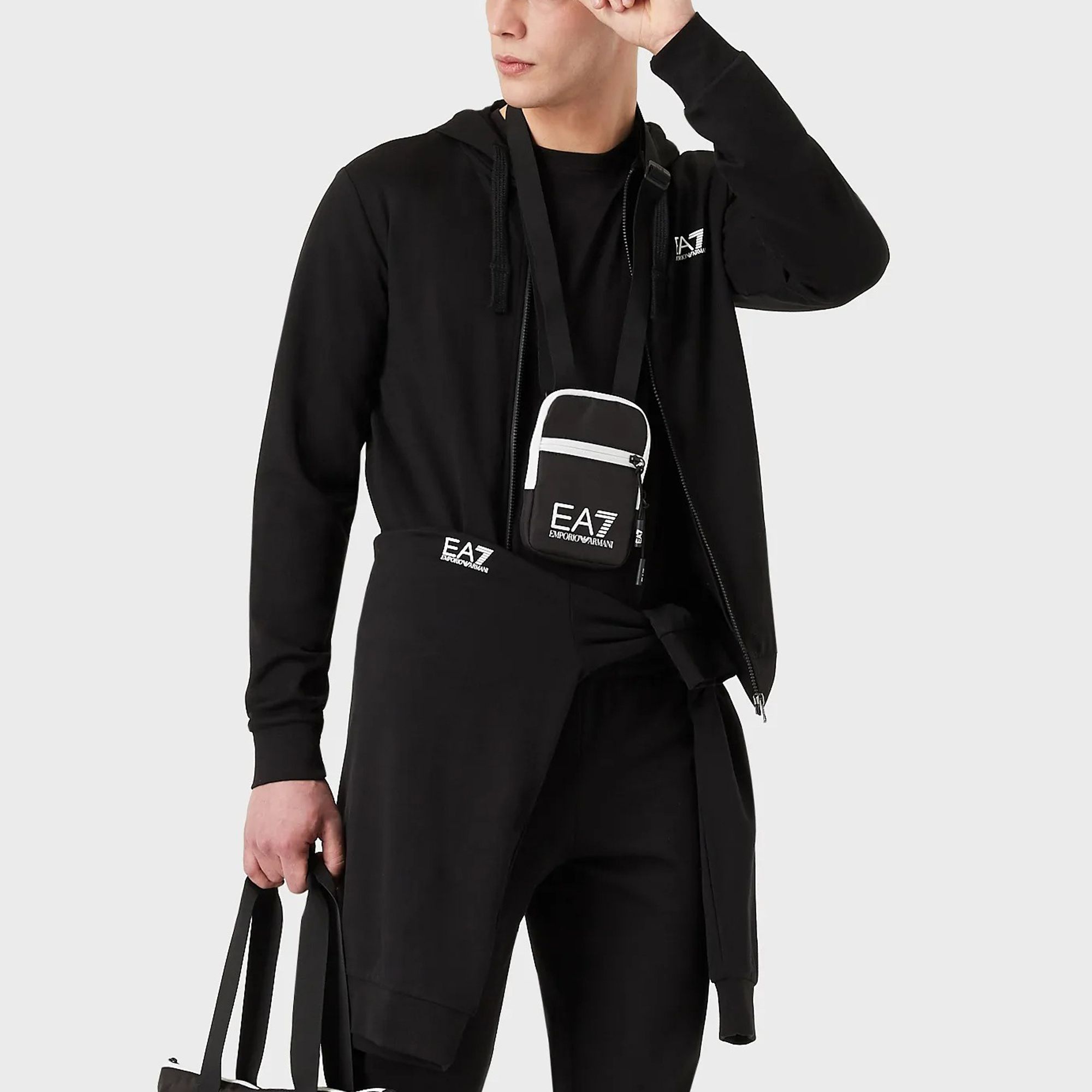 EA7 Metallic Logo Full Zip Hooded Sweatvest Heren