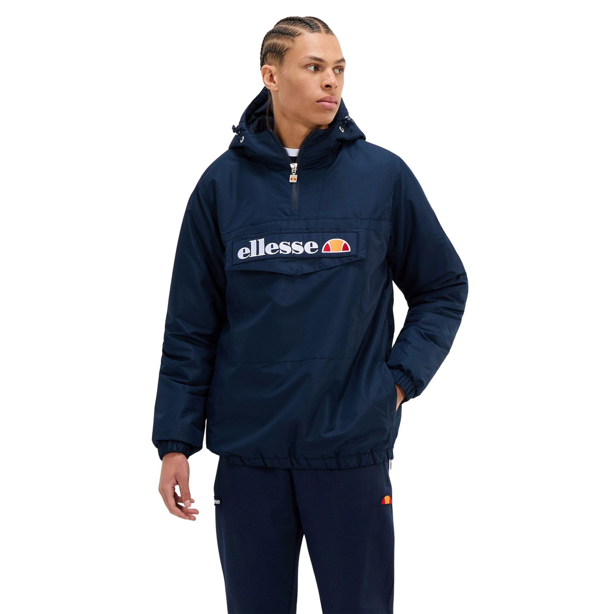 Giacca Ellesse Monterini Uomo - Mezza Zip, Cappuccio, 100% Poliestere, Vestibilità Standard