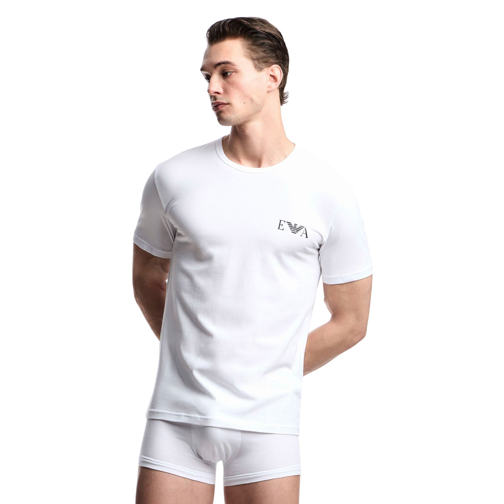 Emporio Armani Stretch Jersey Fitted Loungewear Shirt Hommes (lot de 2)