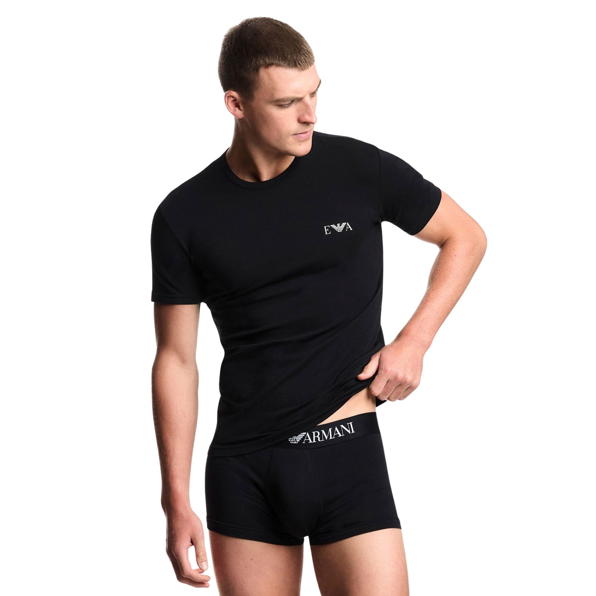 Emporio Armani Stretch Jersey Fitted Loungewear Shirt Heren (2-pack)