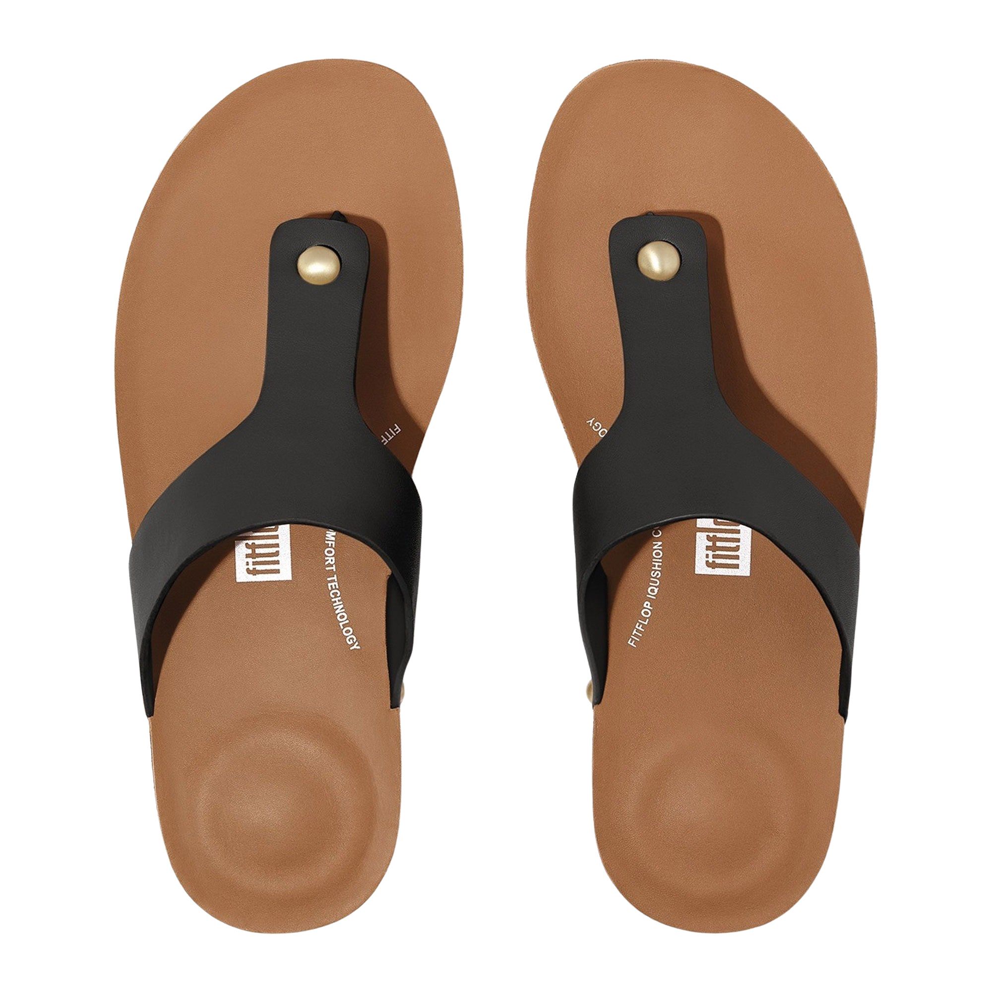FitFlop iQushion Leather Toepost Teenslippers Dames