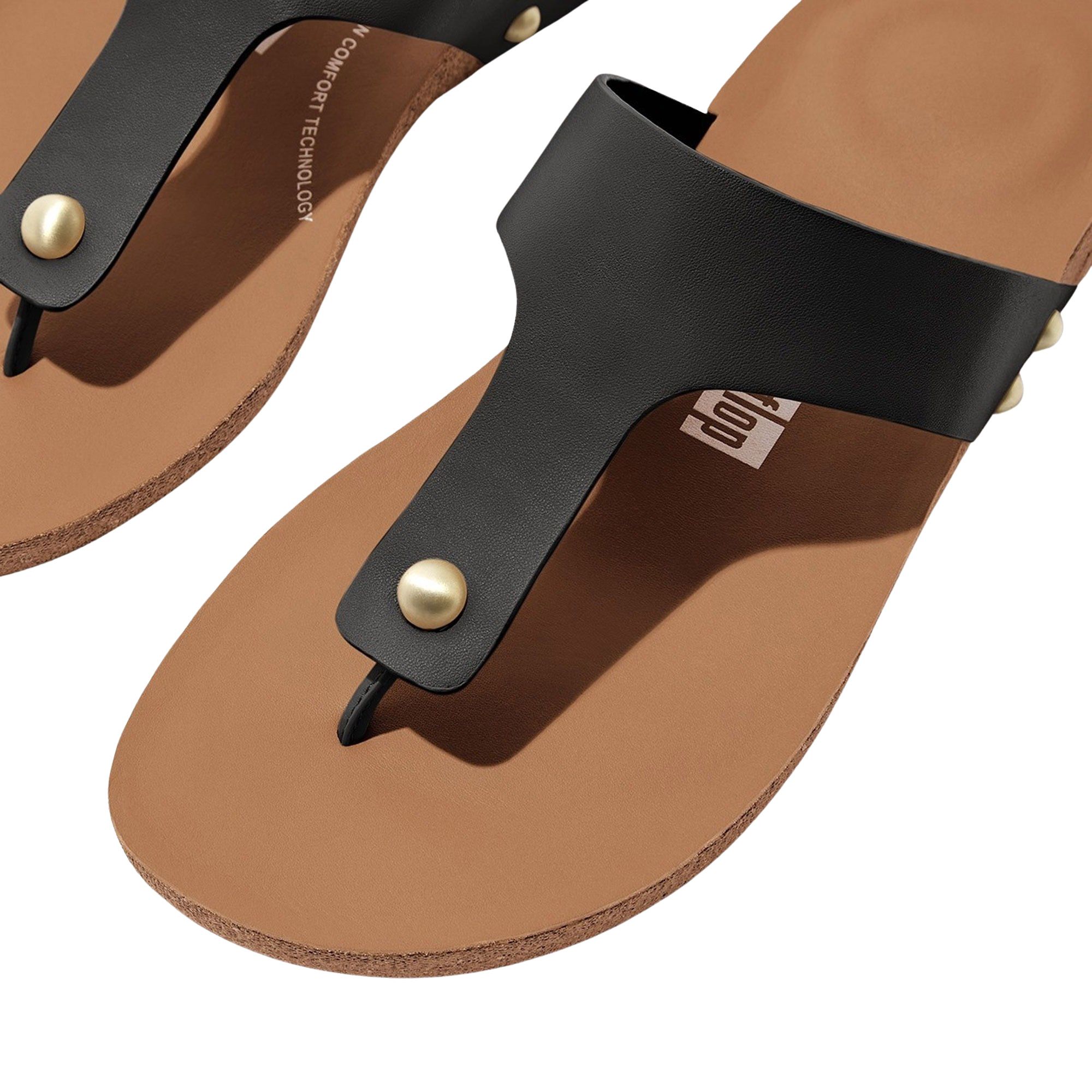 FitFlop iQushion Leather Toepost Teenslippers Dames