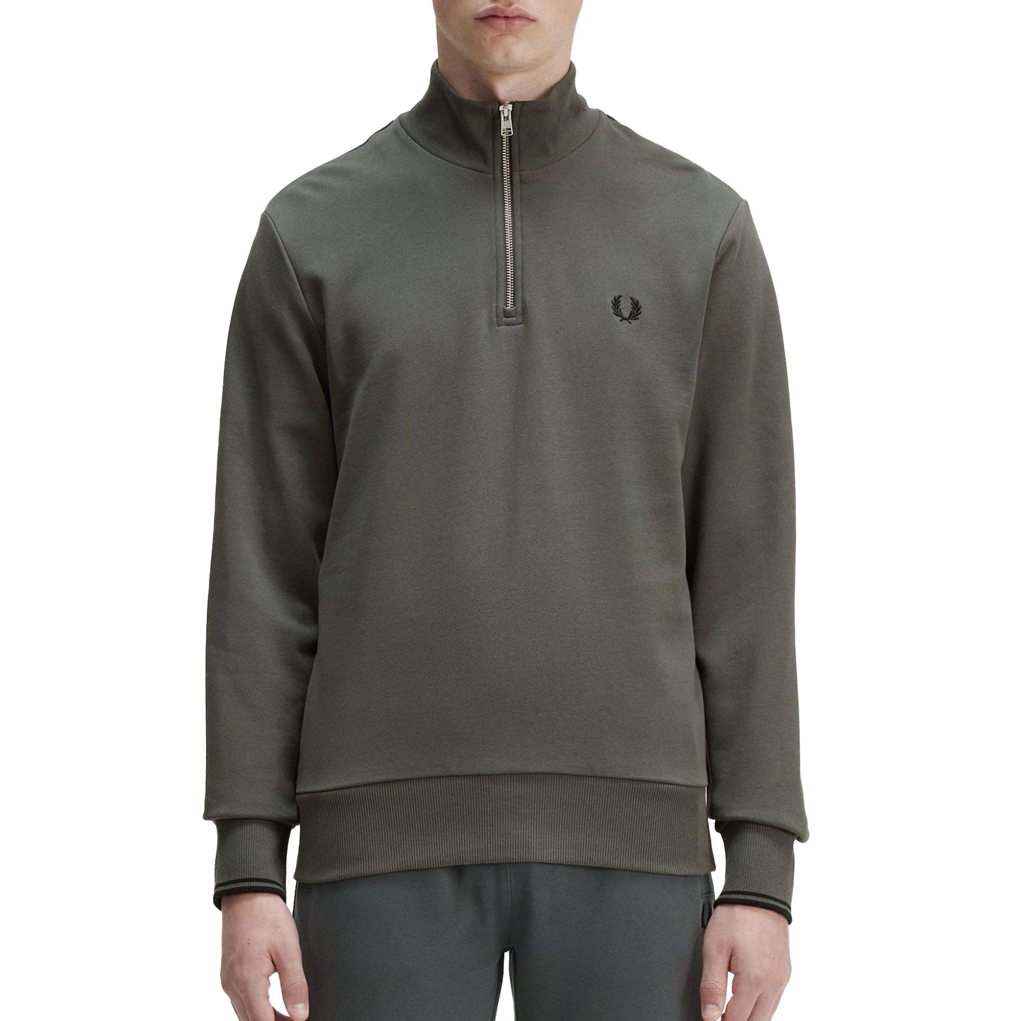 Fred Perry - Sweat à capuche à enfiler avec col zippé - Beige clair