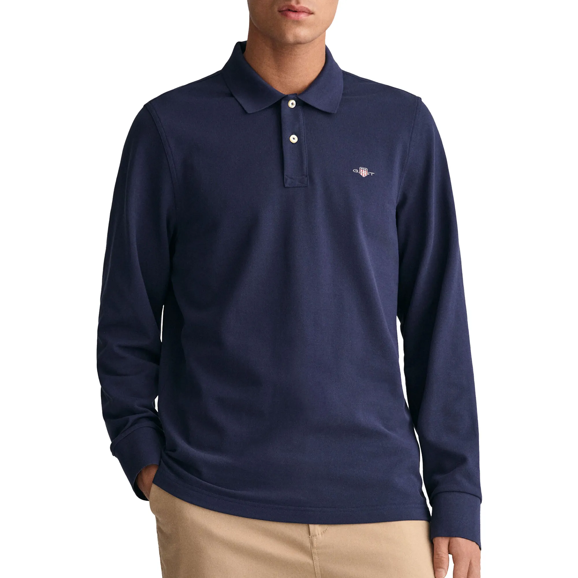 Gant Shield Piqué Rugger Longsleeve Polo Heren