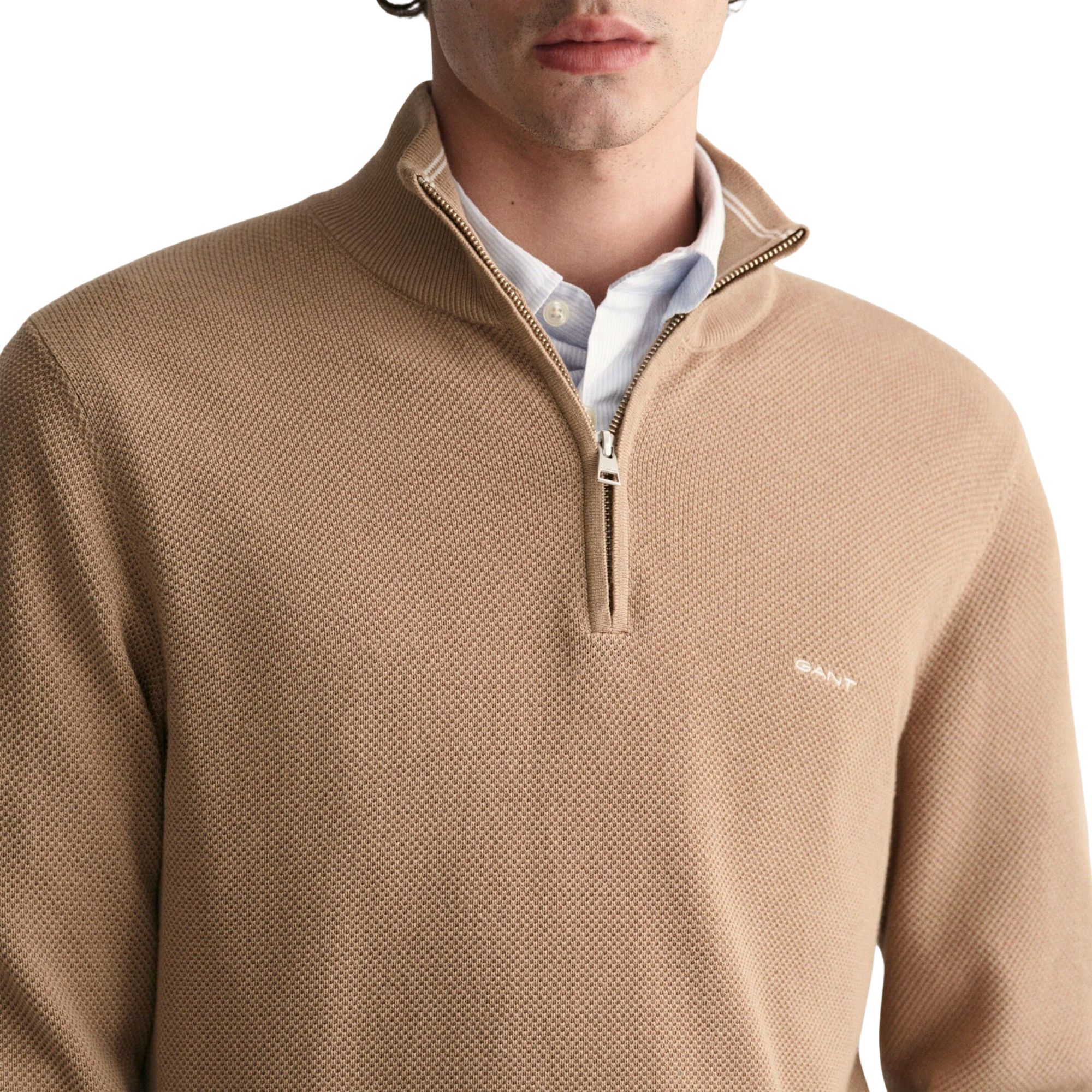 Gant Pique Half Zip Sweater Heren