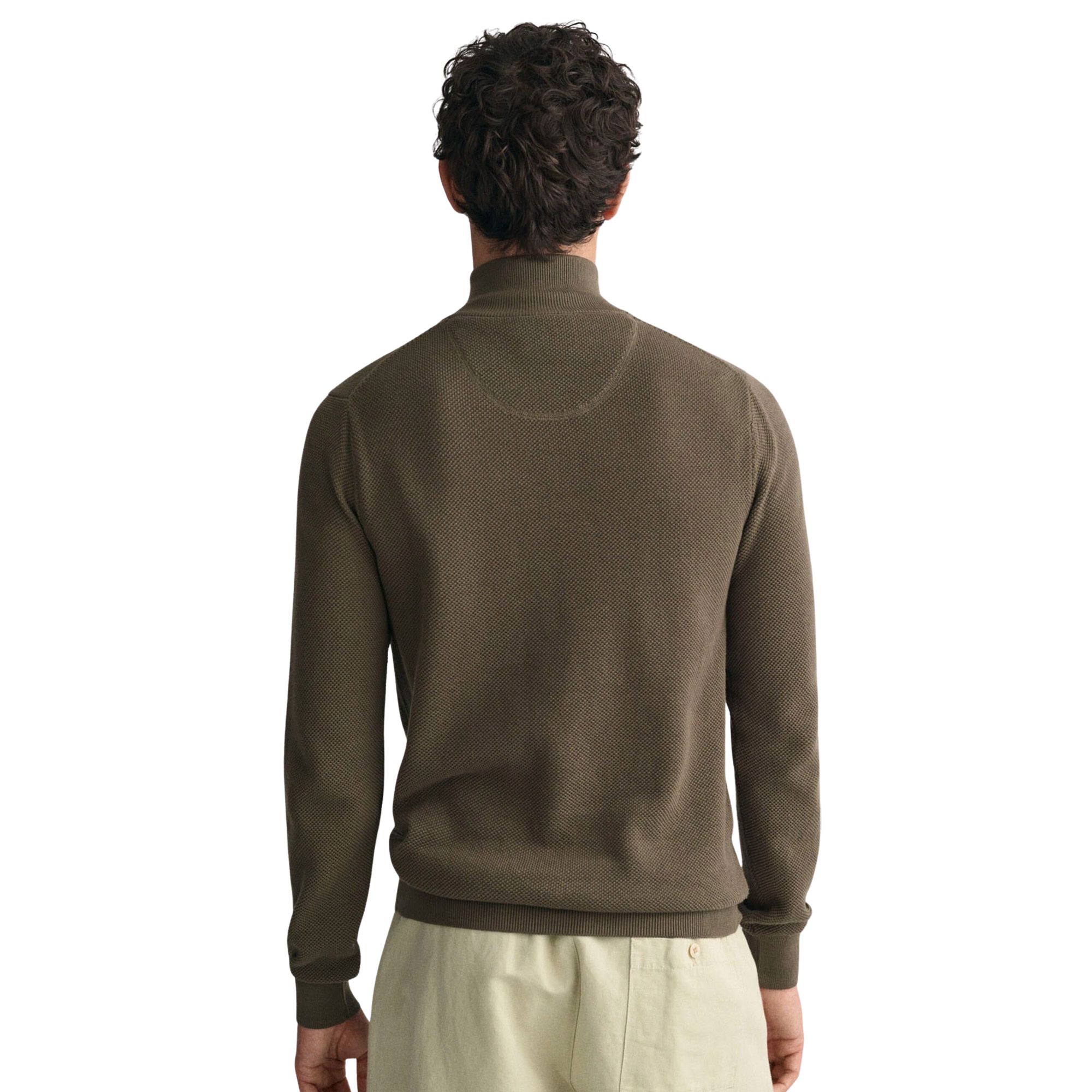 Gant Pique Half Zip Sweater Heren