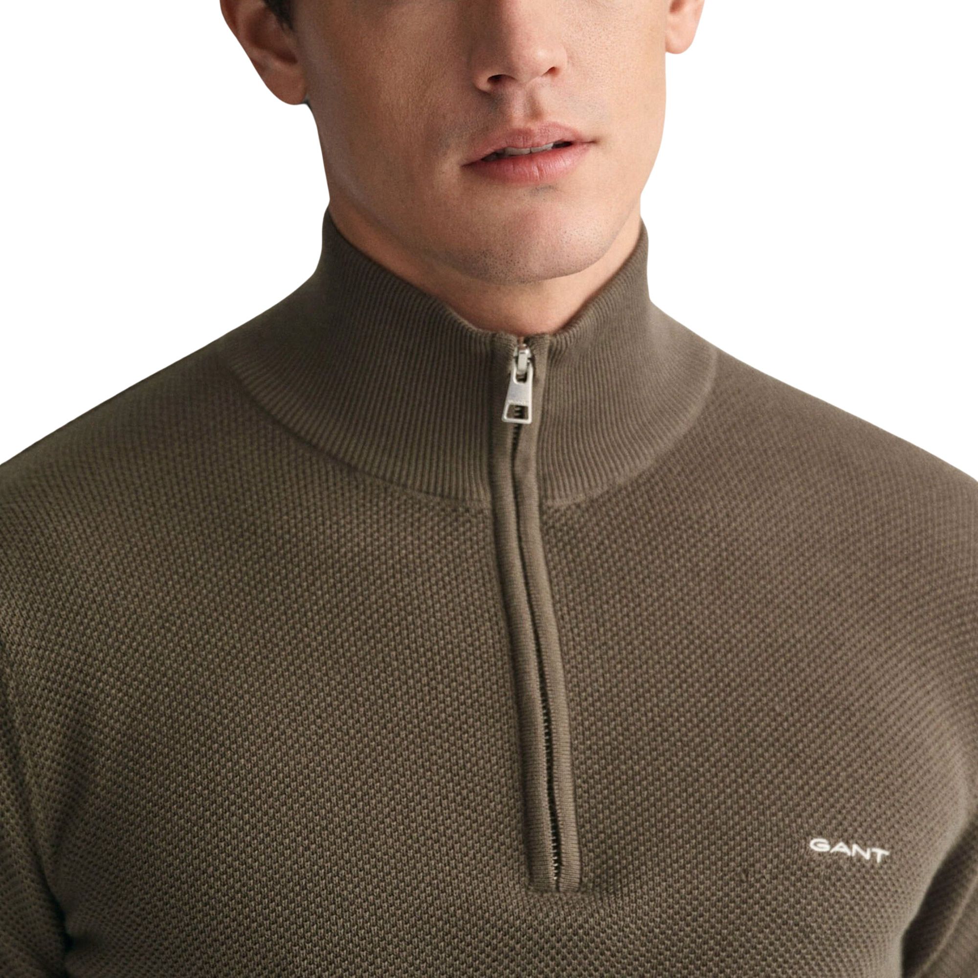 Gant Pique Half Zip Sweater Heren