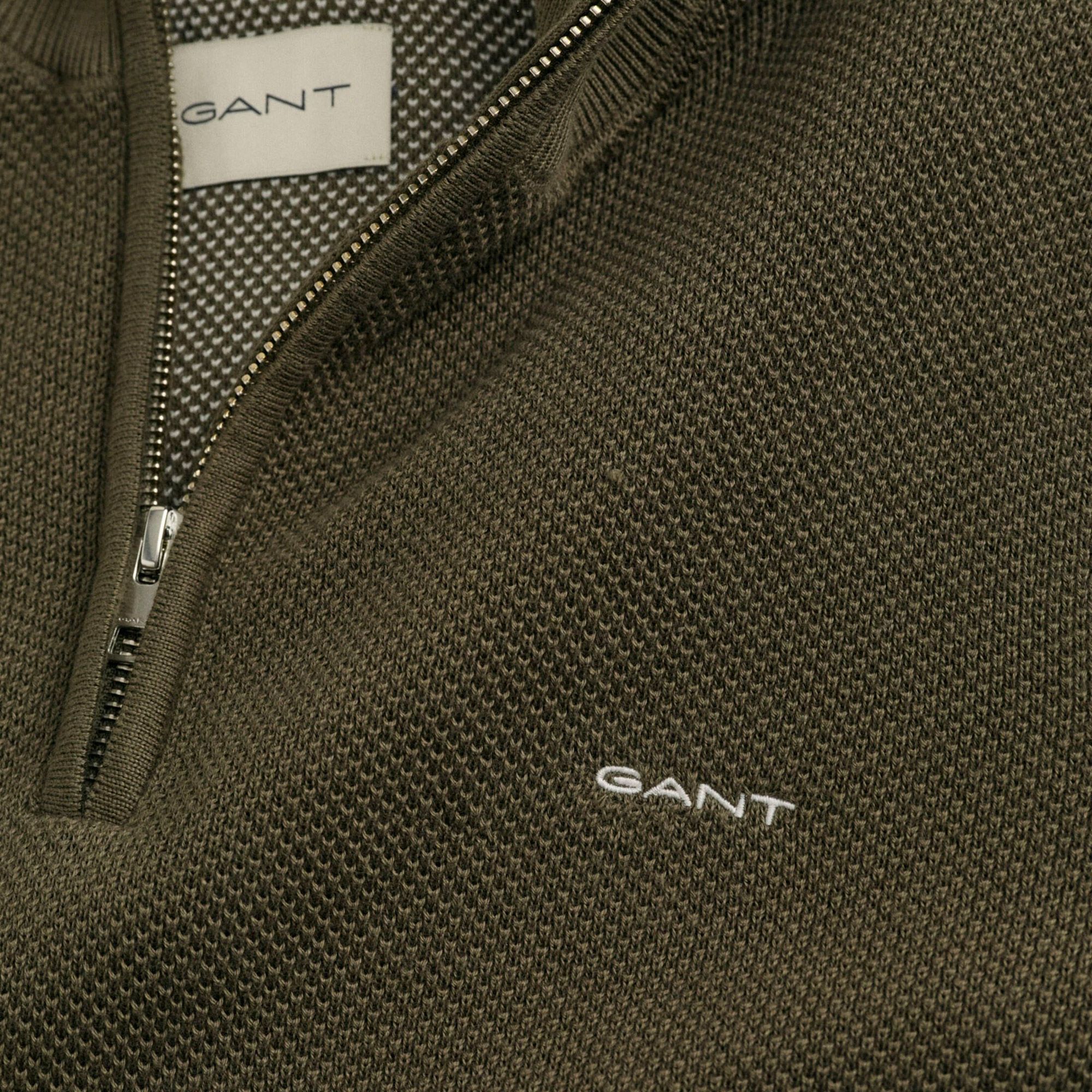 Gant Pique Half Zip Sweater Heren