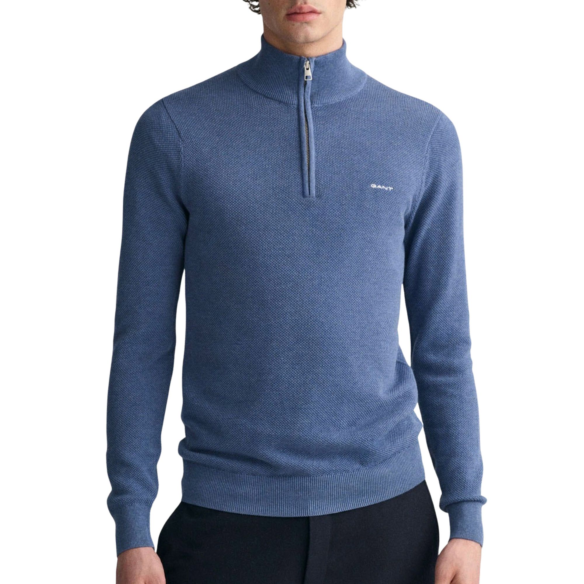 Gant Pique Half Zip Sweater Men | Plutosport