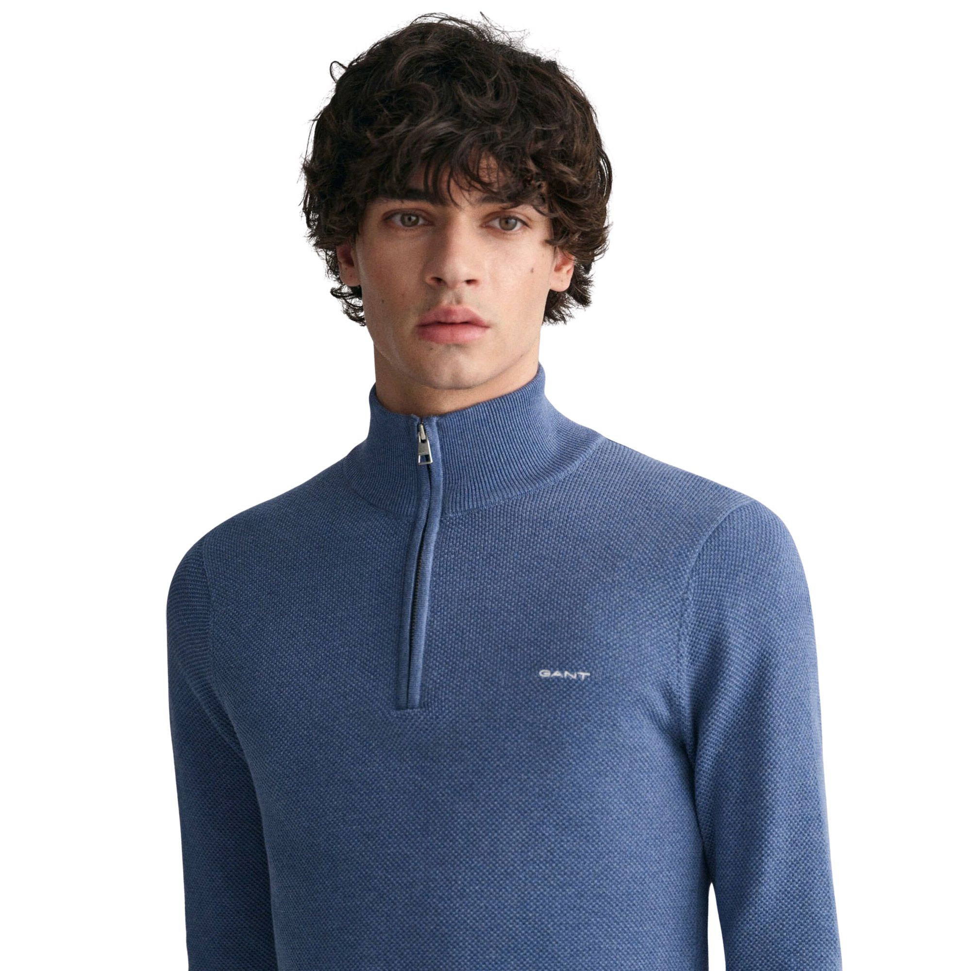 Gant Pique Half Zip Sweater Men | Plutosport