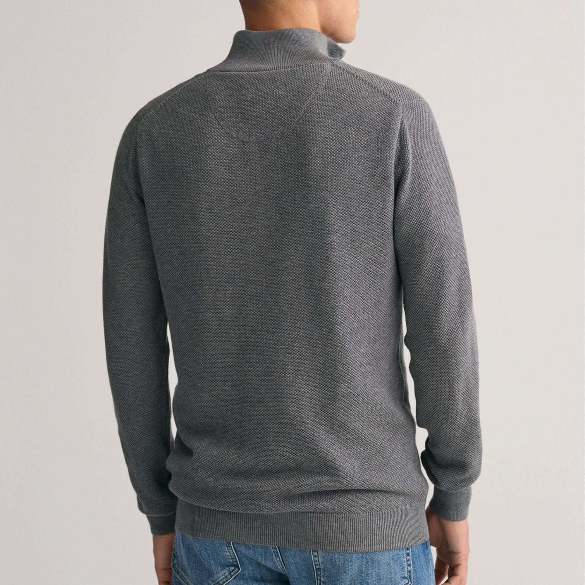 Gant Pique Half Zip Sweater Heren