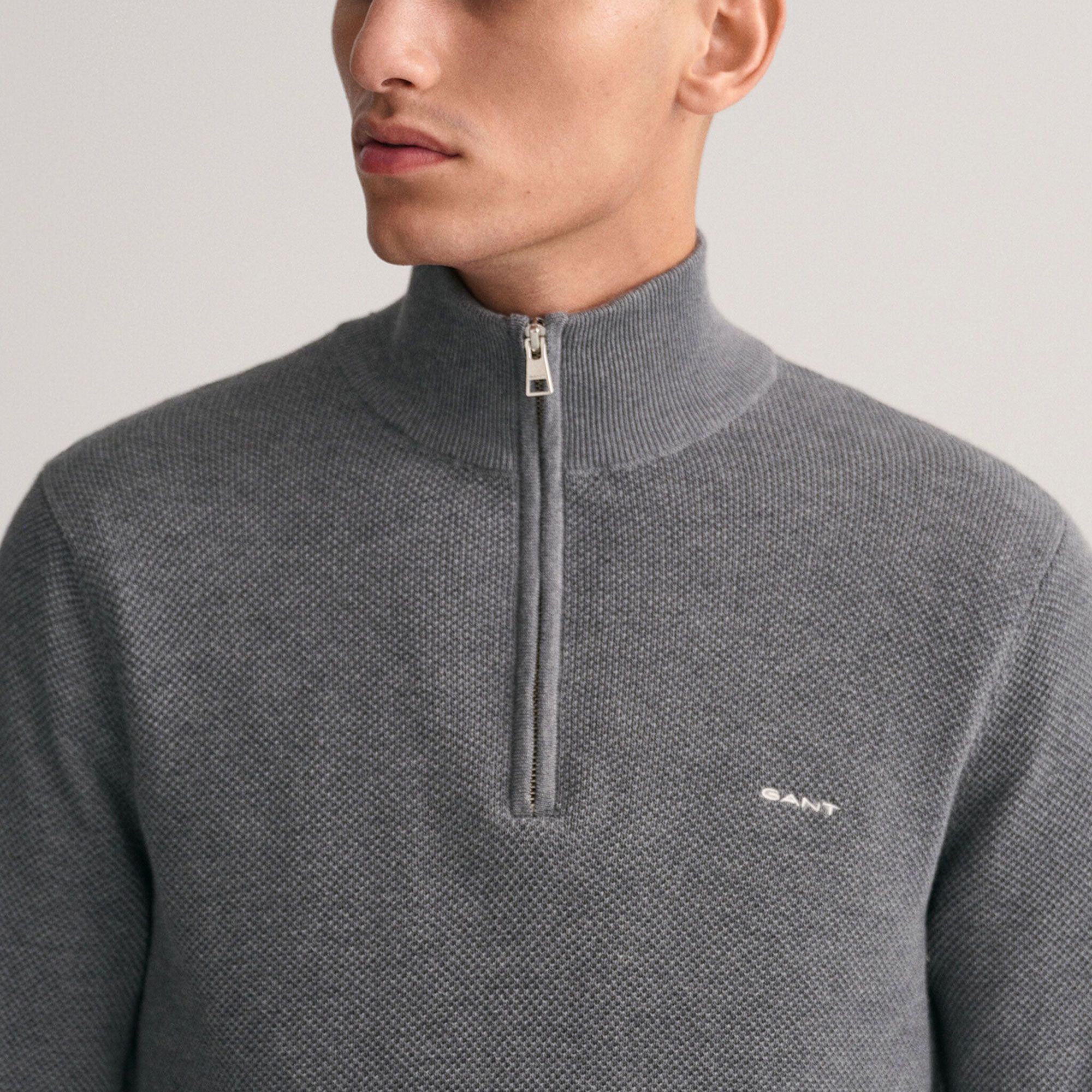 Gant Pique Half Zip Sweater Heren