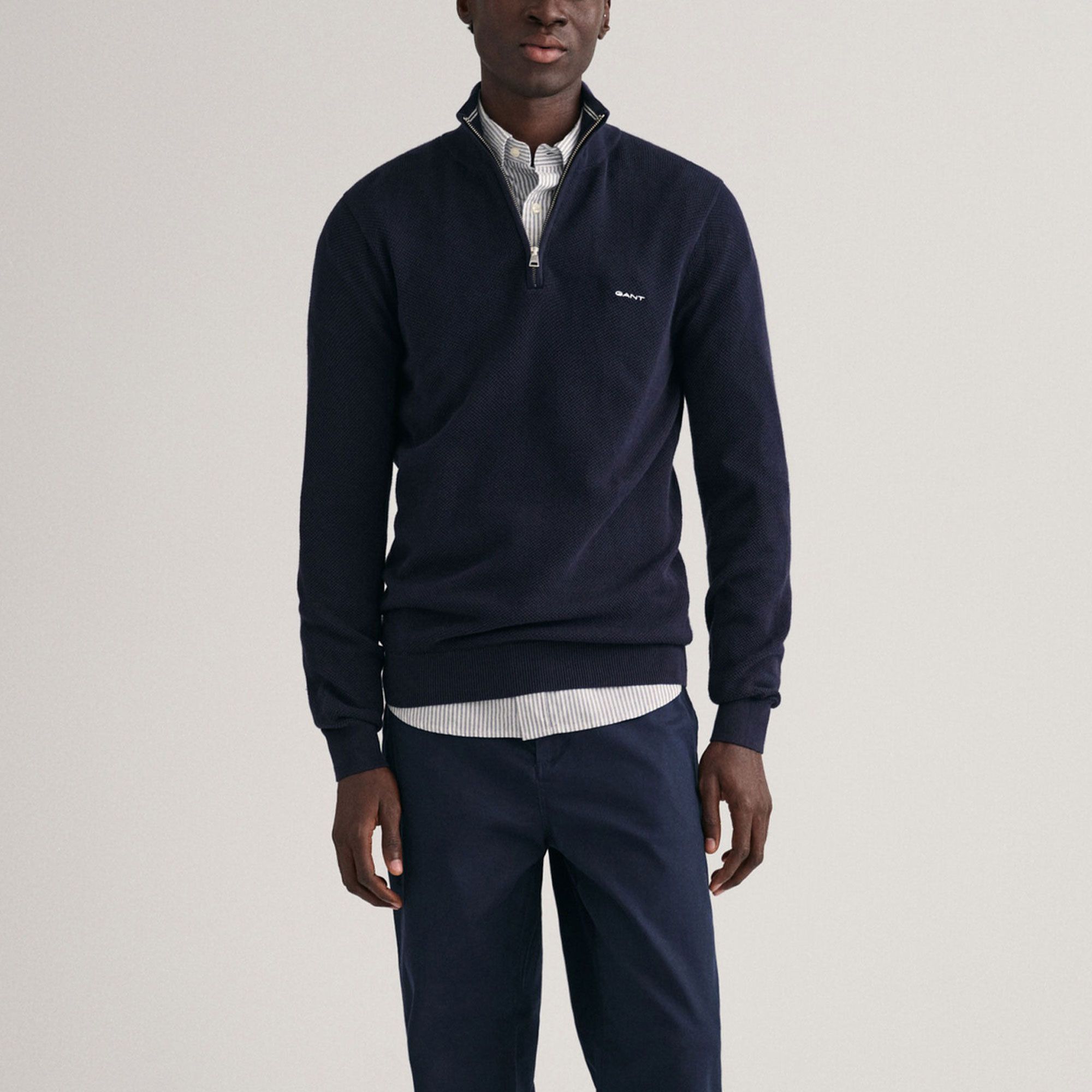 Gant Pique Half Zip Sweater Heren