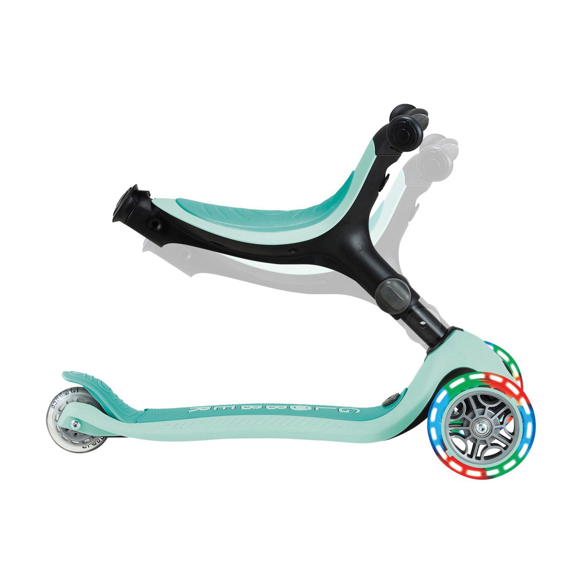 GLOBBER GO-UP DELUXE ミントグリーン Light-Up Foldable Scooter with Seat: GO•UP FOLDABLE PLUS LIGHTS