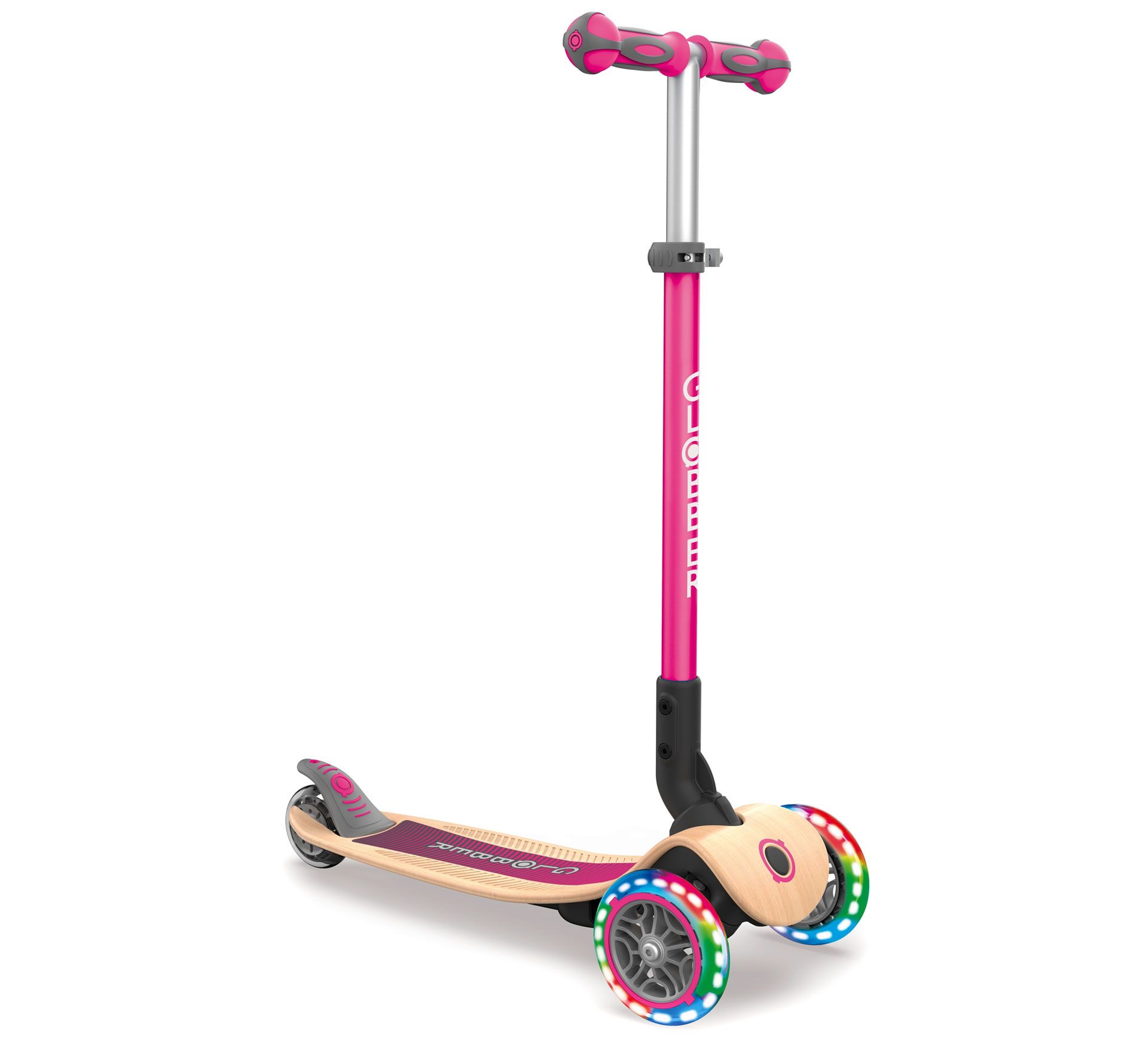 Globber Primo Lights Wood Opvouwbare Tri-Scooter