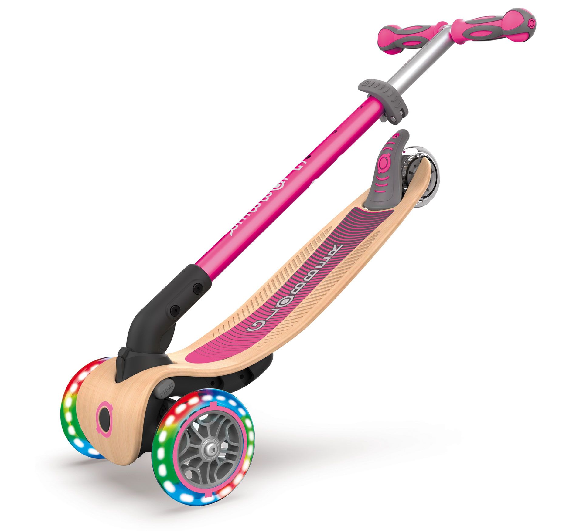 Globber Primo Lights Wood Opvouwbare Tri-Scooter