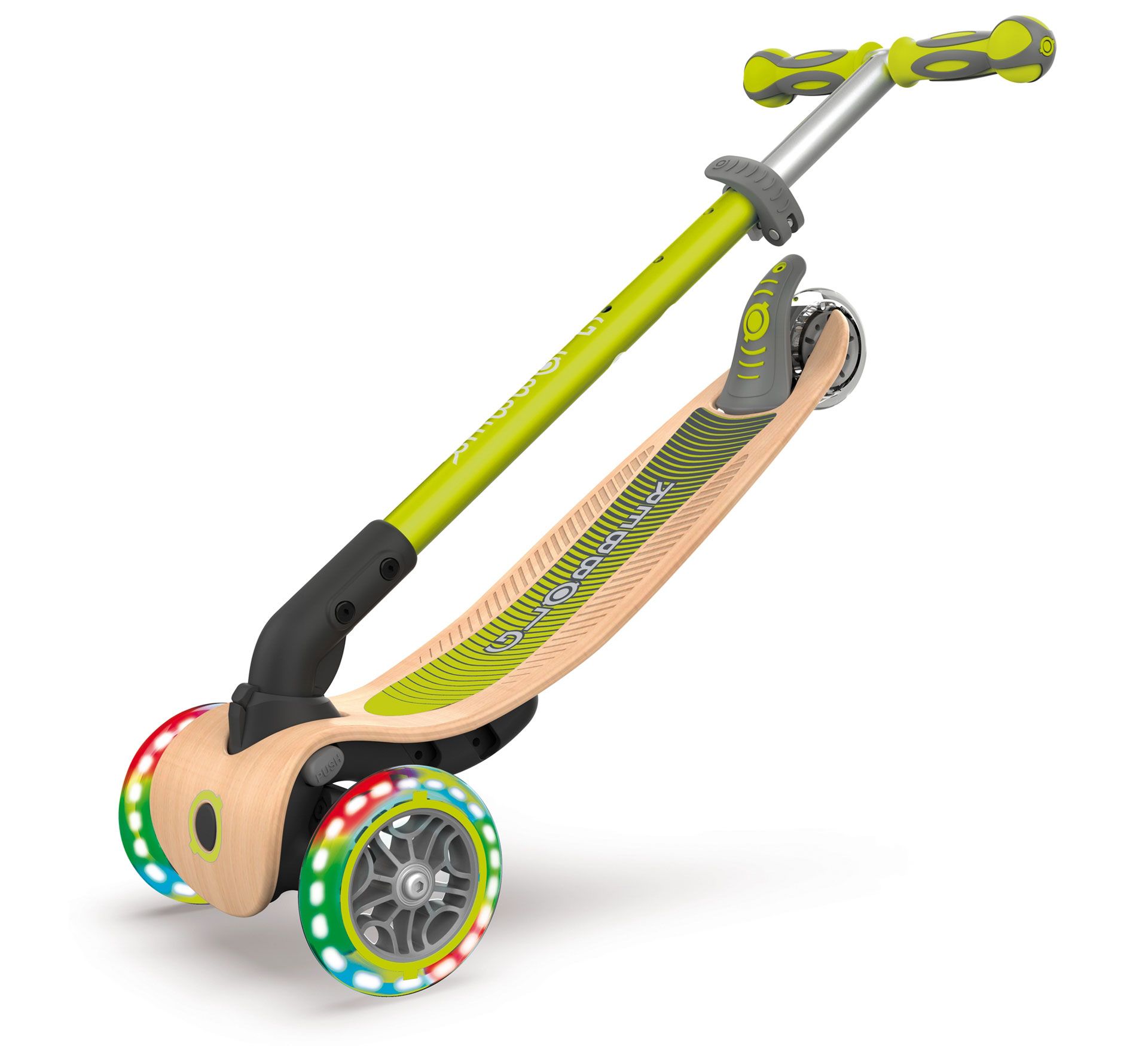 Globber Primo Lights Wood Opvouwbare Tri-Scooter