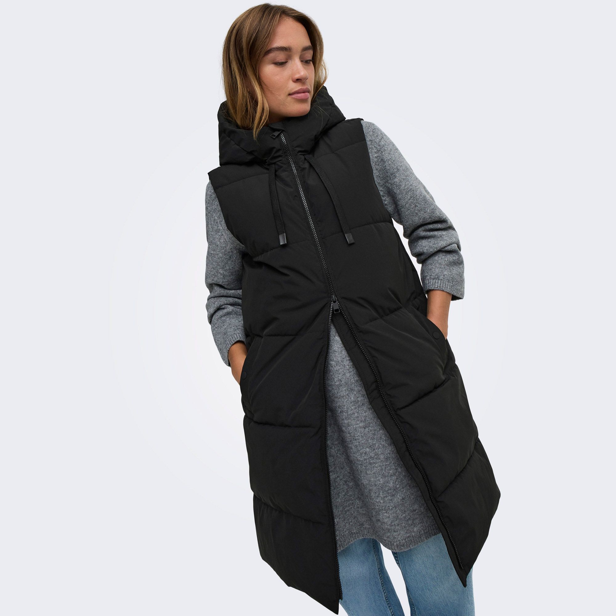 JDY Blair Long Hooded Puffer Bodywarmer Dames