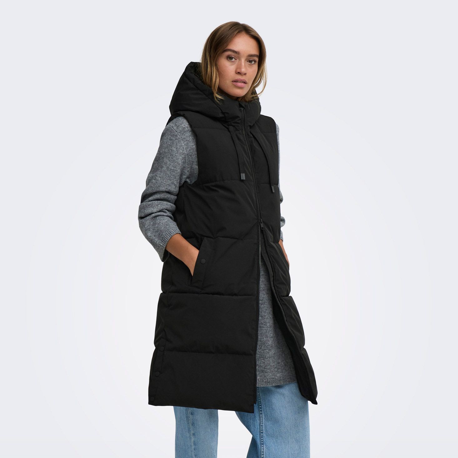 JDY Blair Long Hooded Puffer Bodywarmer Dames