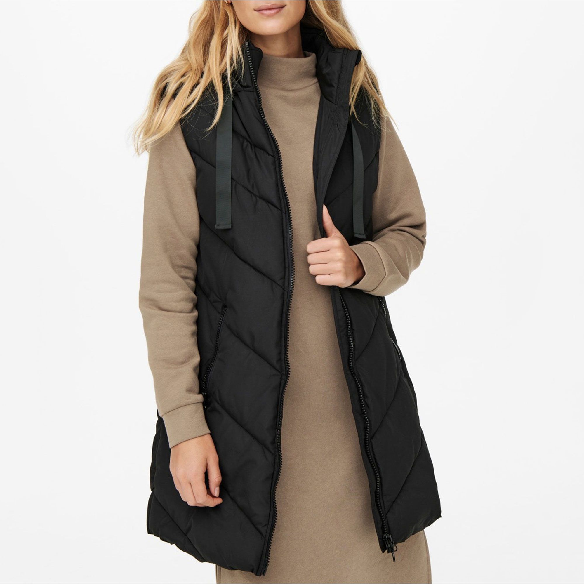 JDY Skylar Padded Hooded Waistcoat Bodywarmer Dames