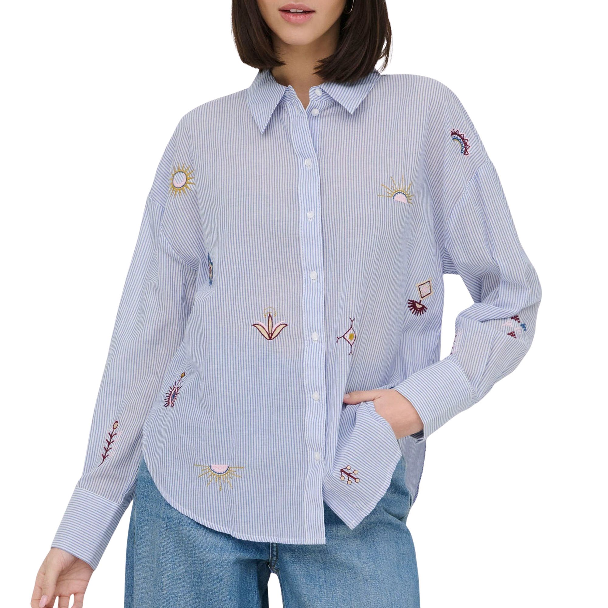 JDY Paige LS Loose Embossed Woven Blouse Dames